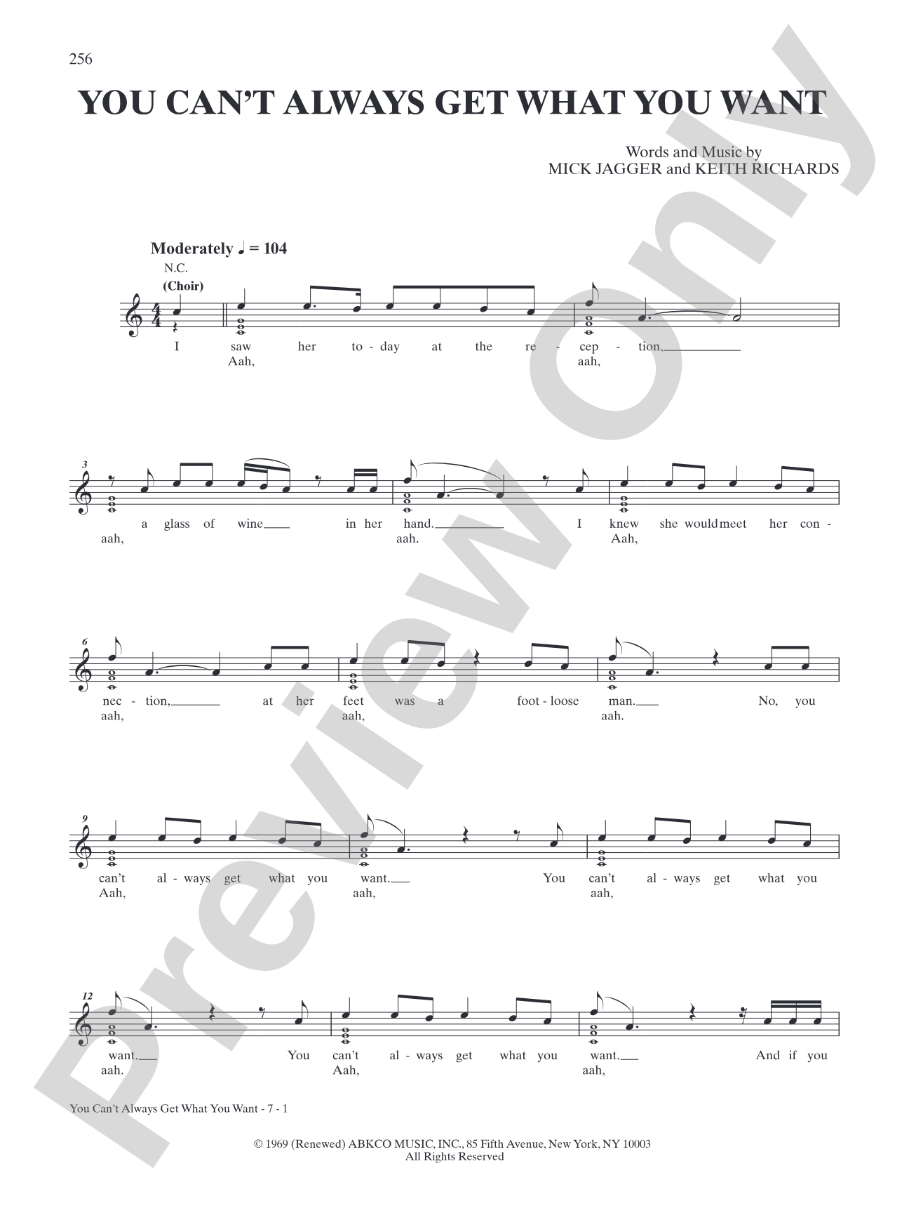You Can't Always Get What You Want: Interm./Easy Guitar TAB