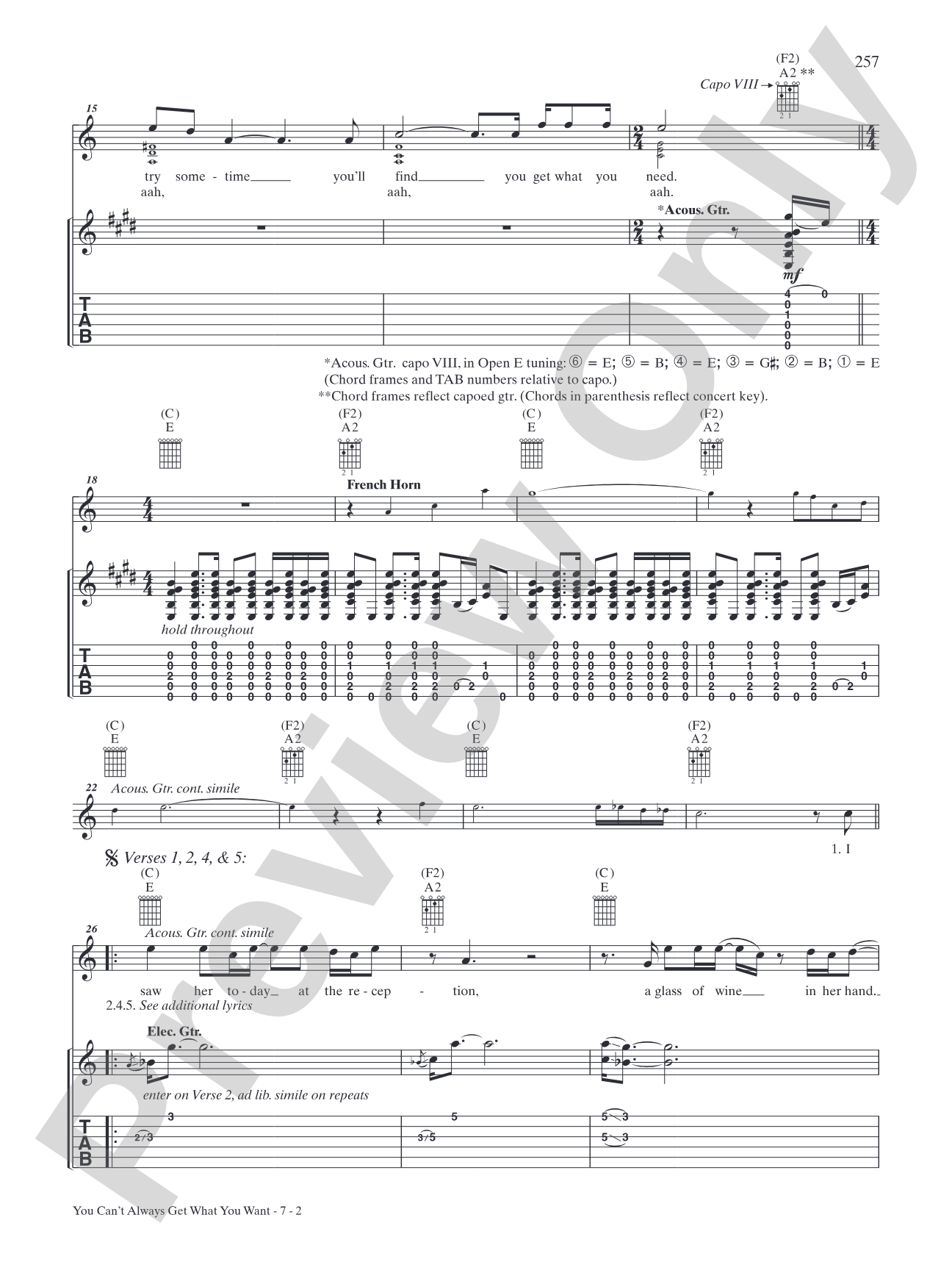 You Can't Always Get What You Want: Interm./Easy Guitar TAB