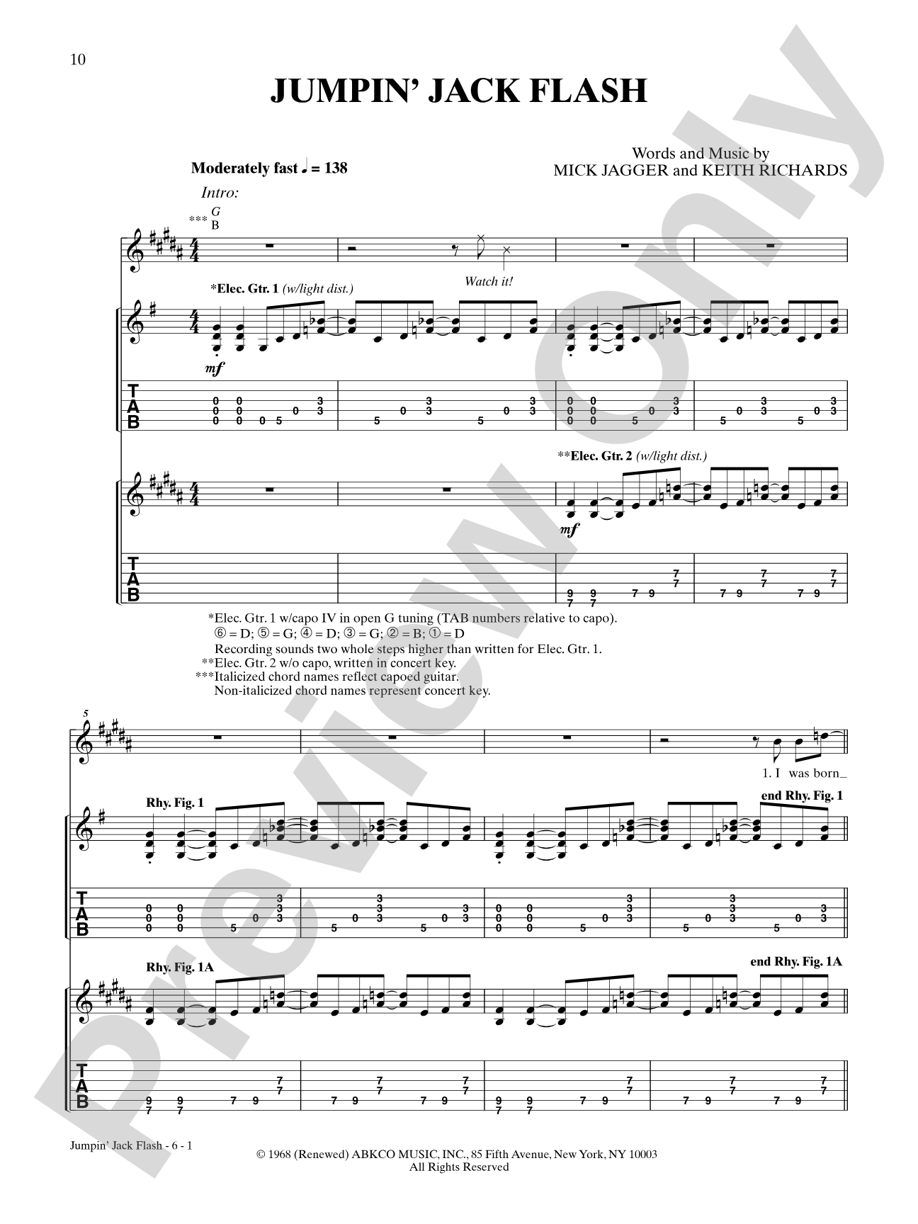 Jumpin' Jack Flash (Live Version): Authentic Guitar TAB