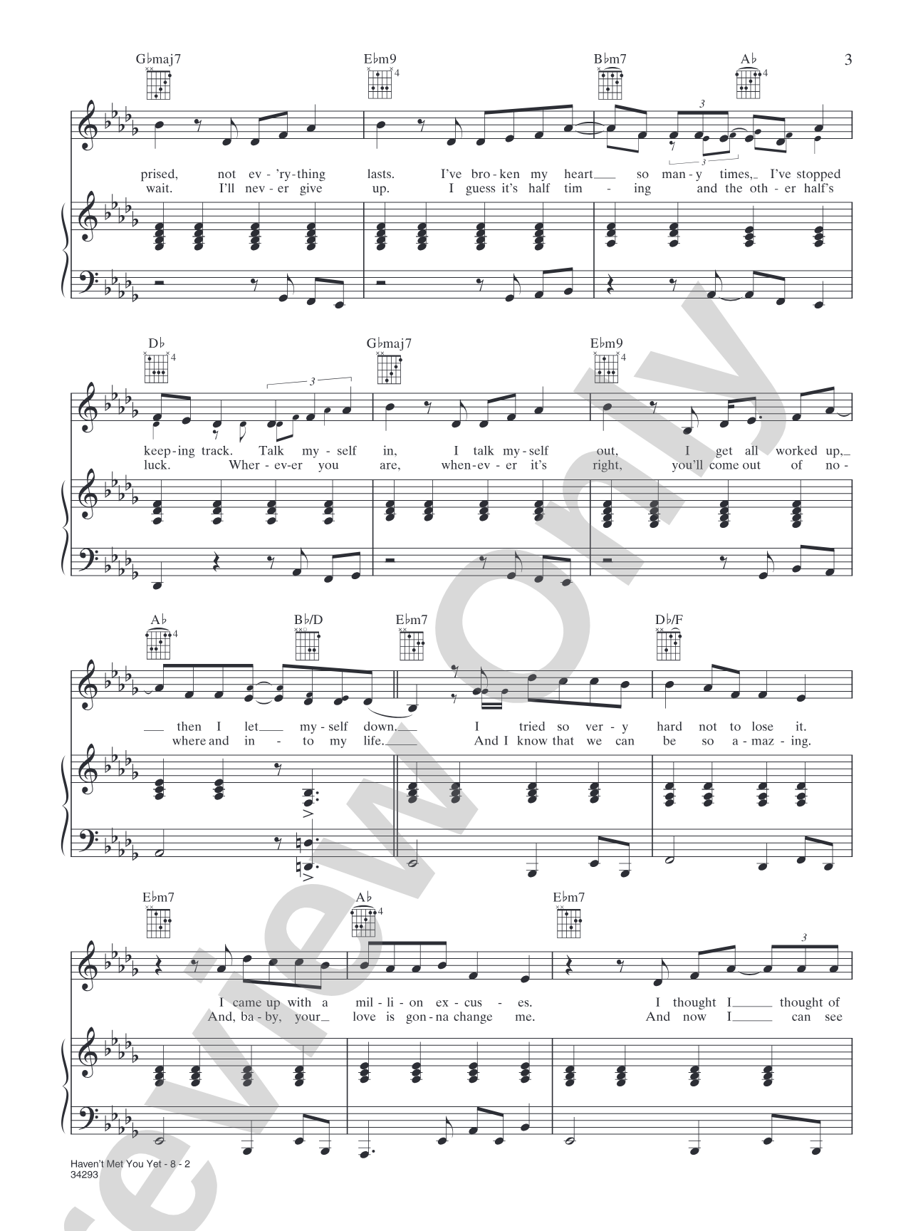 Haven't Met You Yet: Piano/Vocal/Chords