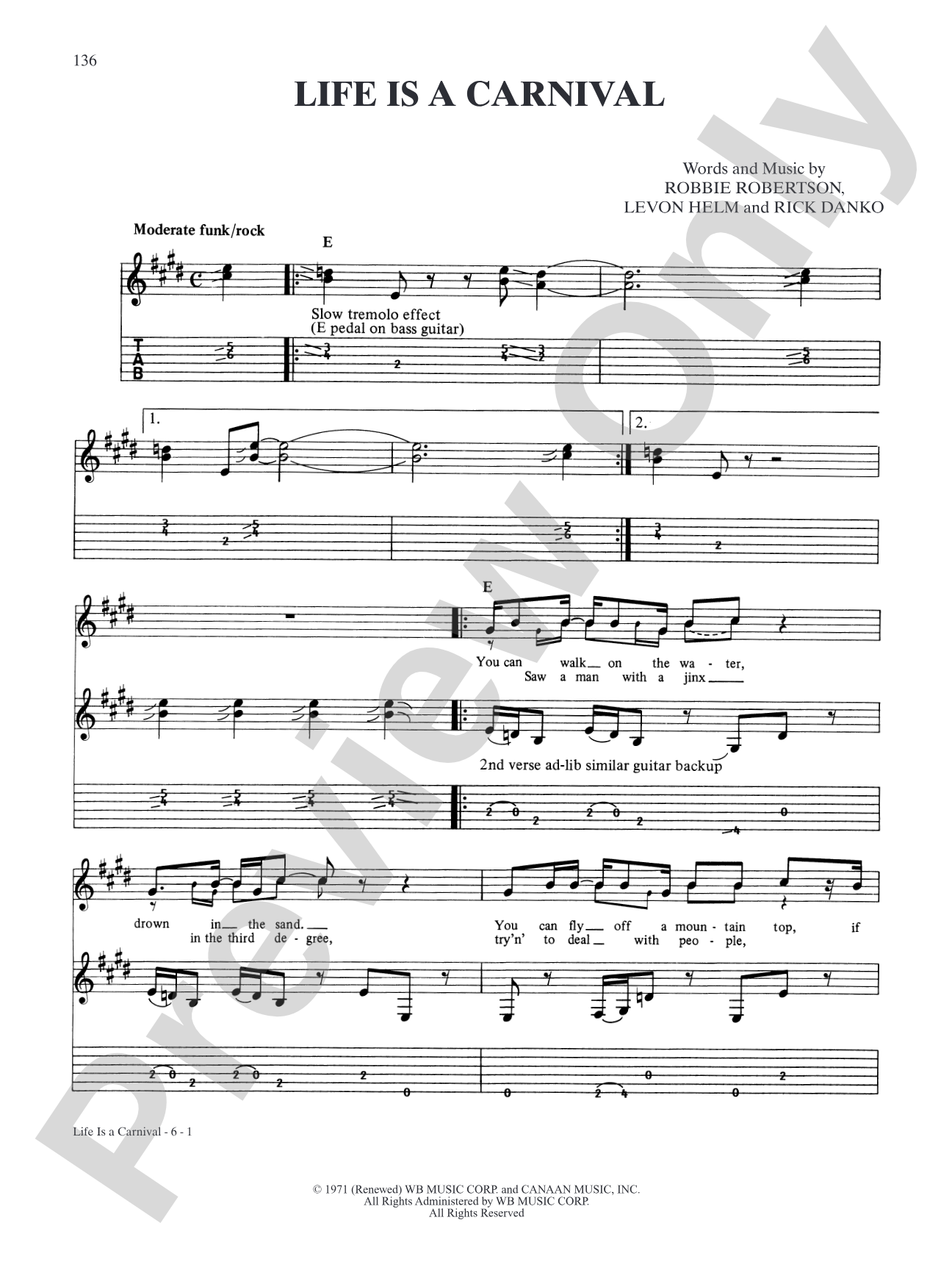 Life is a Carnival: Authentic Guitar TAB