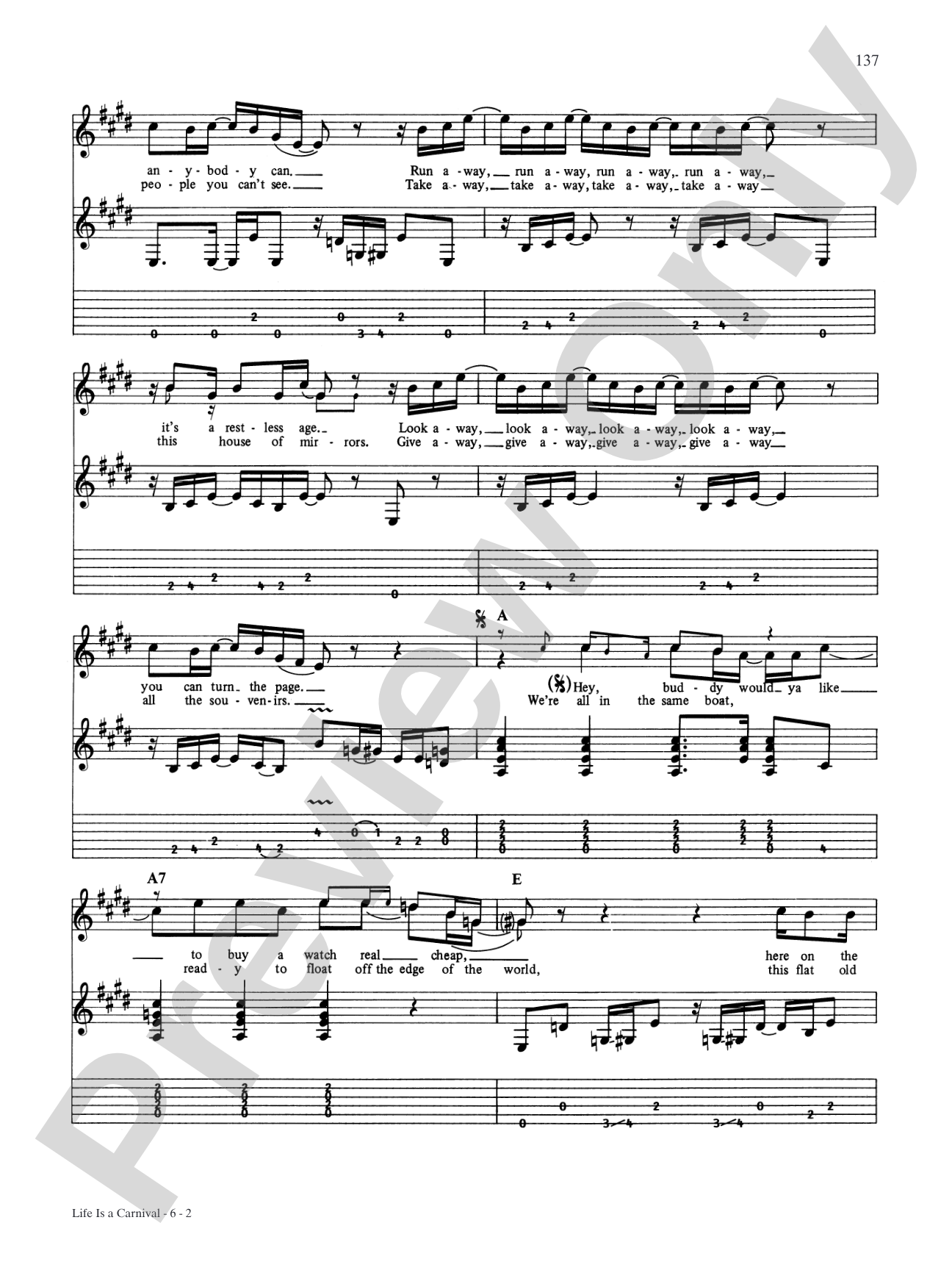 Life is a Carnival: Authentic Guitar TAB