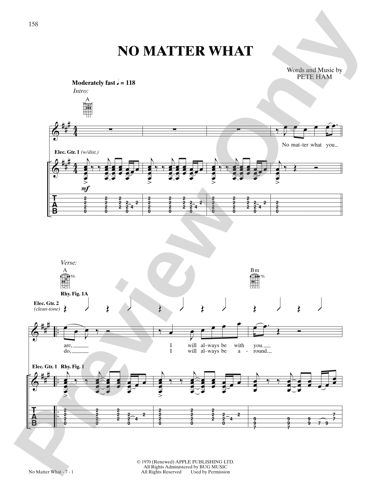 No Matter What: Authentic Guitar TAB