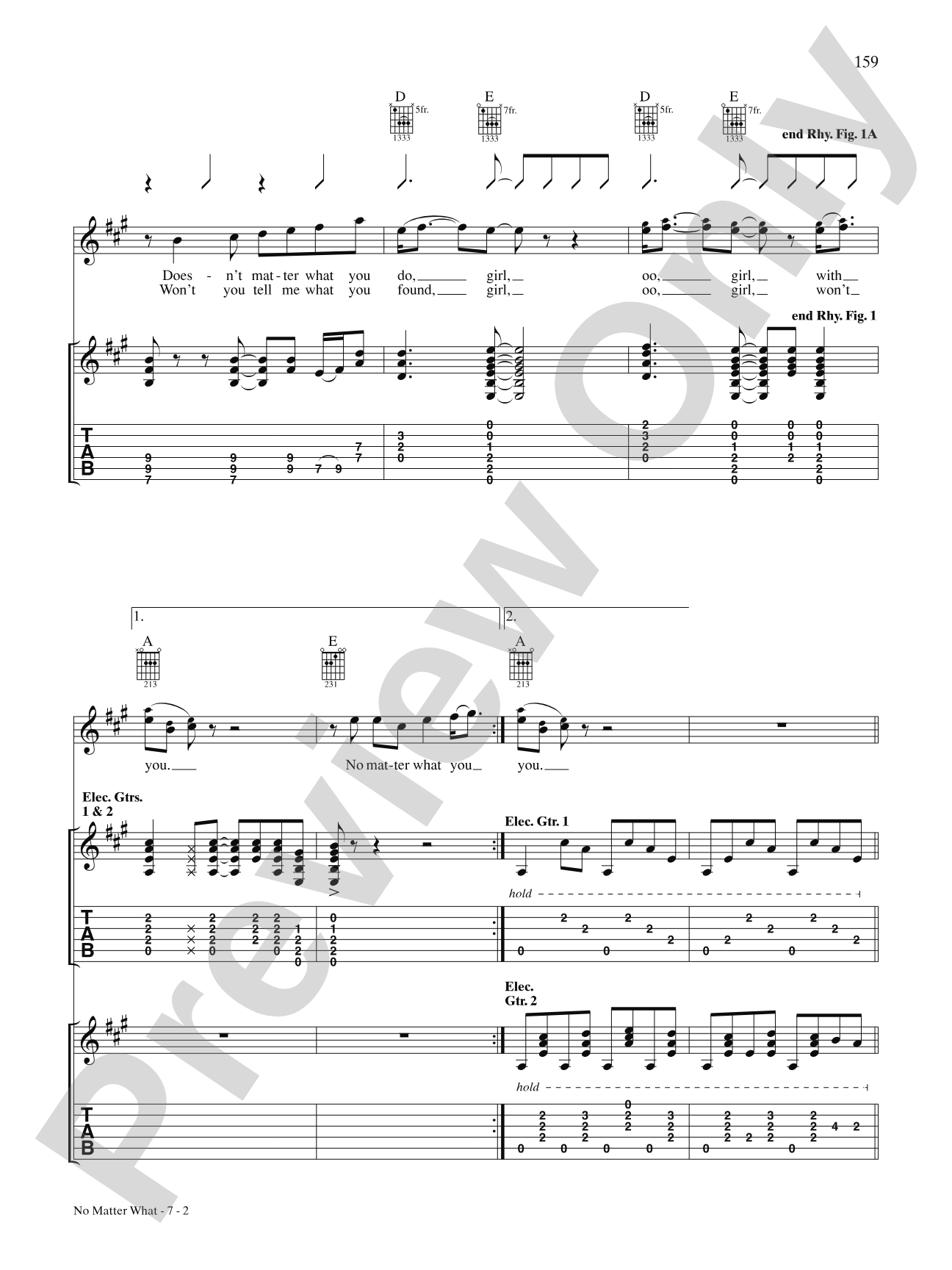 No Matter What: Authentic Guitar TAB