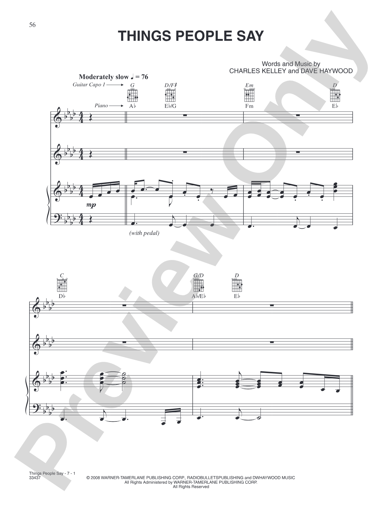 Things People Say: Piano/Vocal/Chords