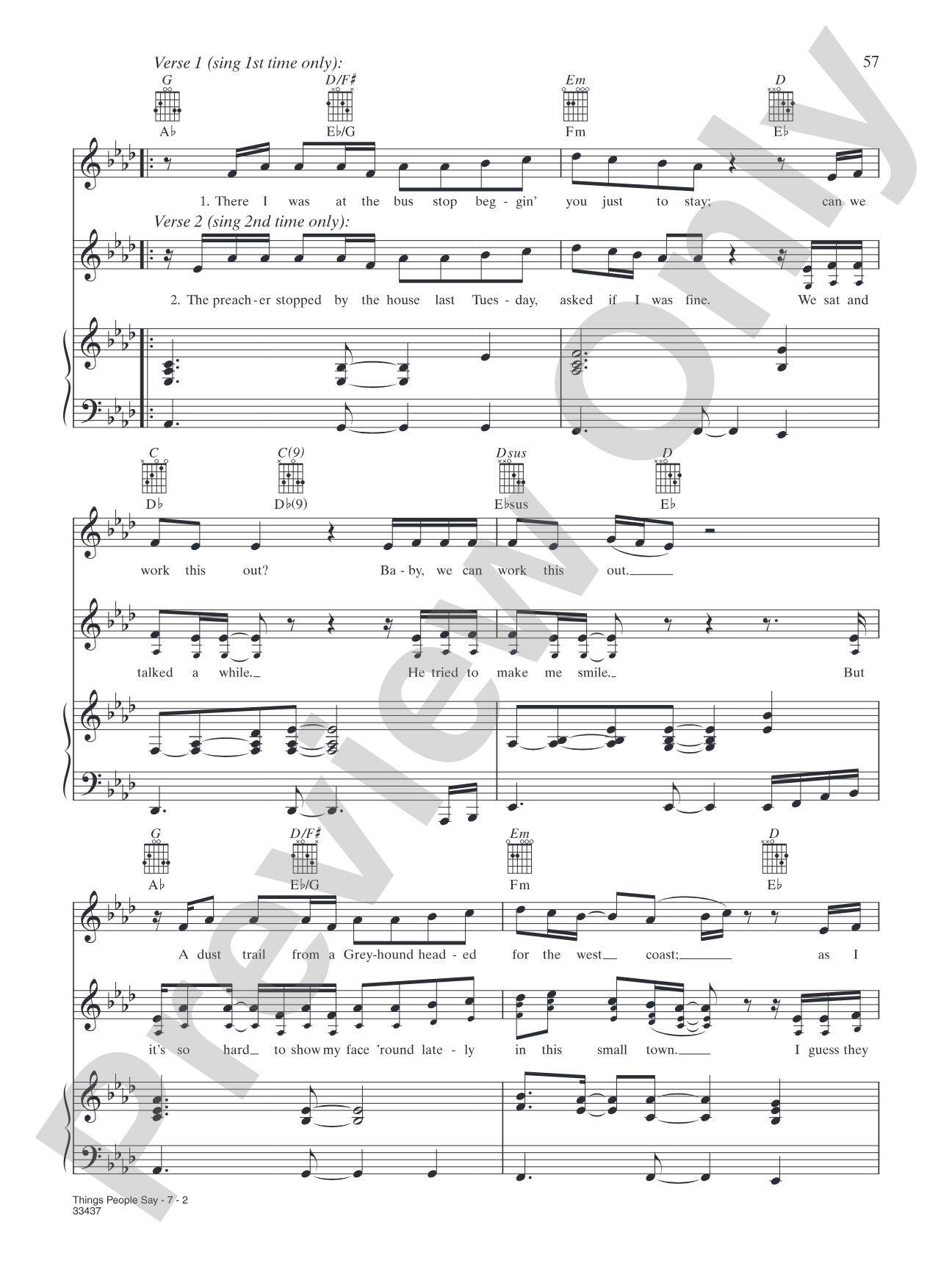 Things People Say: Piano/Vocal/Chords