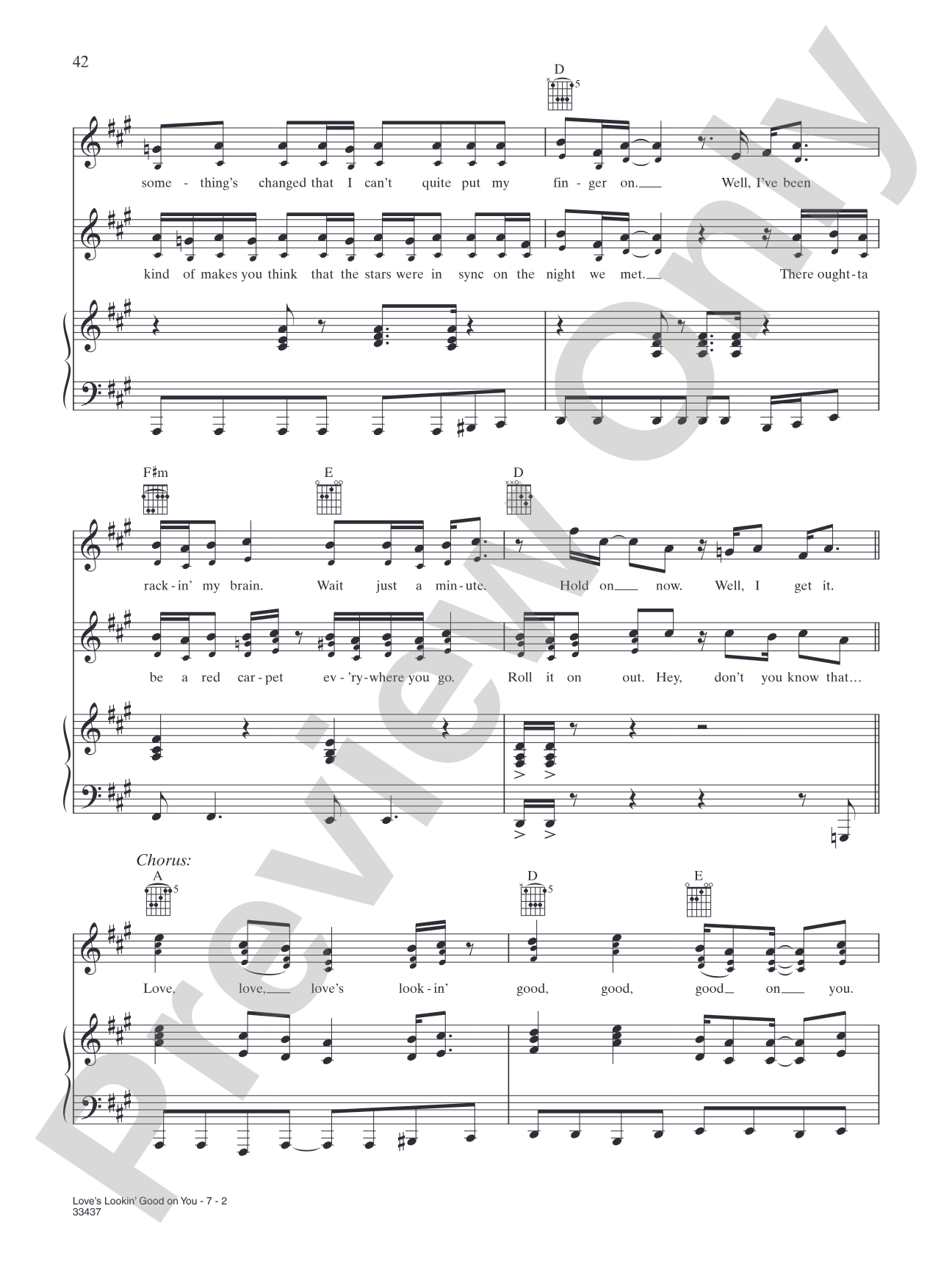 Love's Lookin' Good On You: Piano/Vocal/Chords