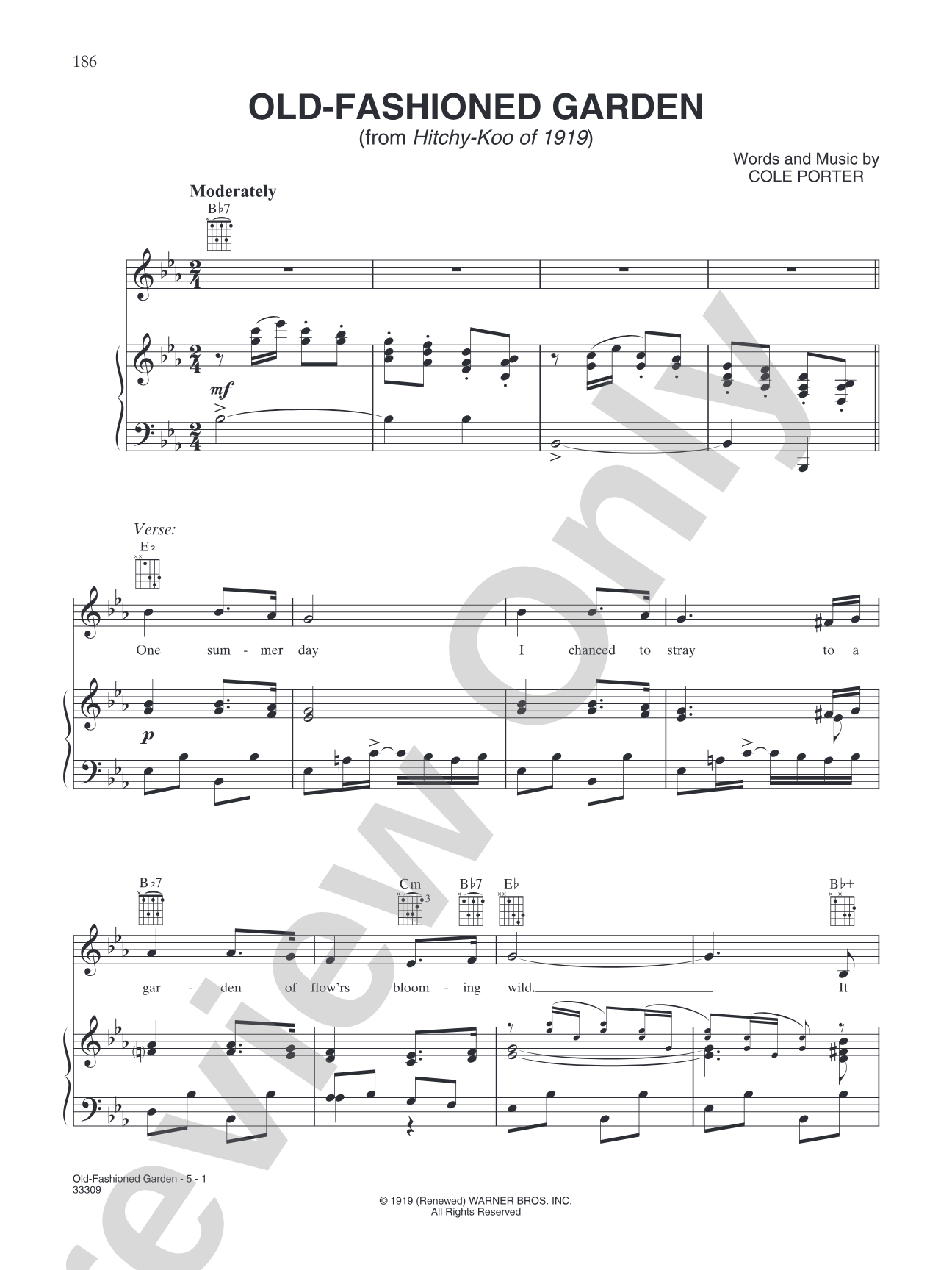 Old-Fashioned Garden (from "Hitchy-Koo"): Piano/Vocal/Chords