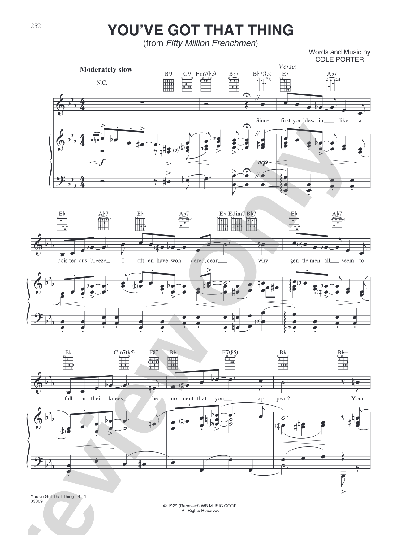 You've Got That Thing (from "Fifty Million Frenchmen"): Piano/Vocal/Chords