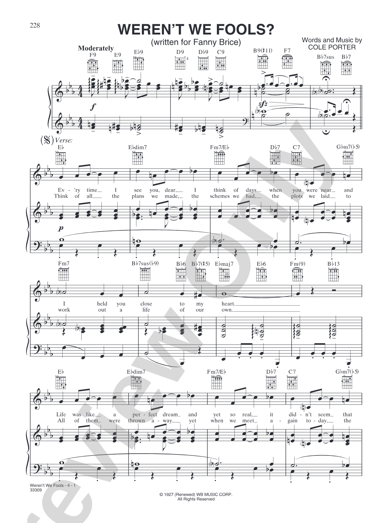 Weren't We Fools?: Piano/Vocal/Chords