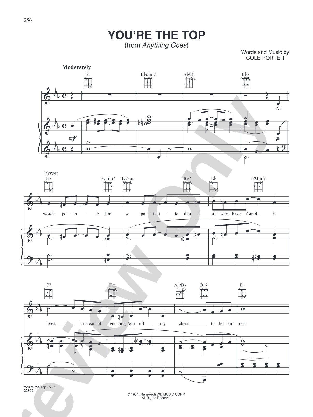 You're the Top (from "Anything Goes"): Piano/Vocal/Chords