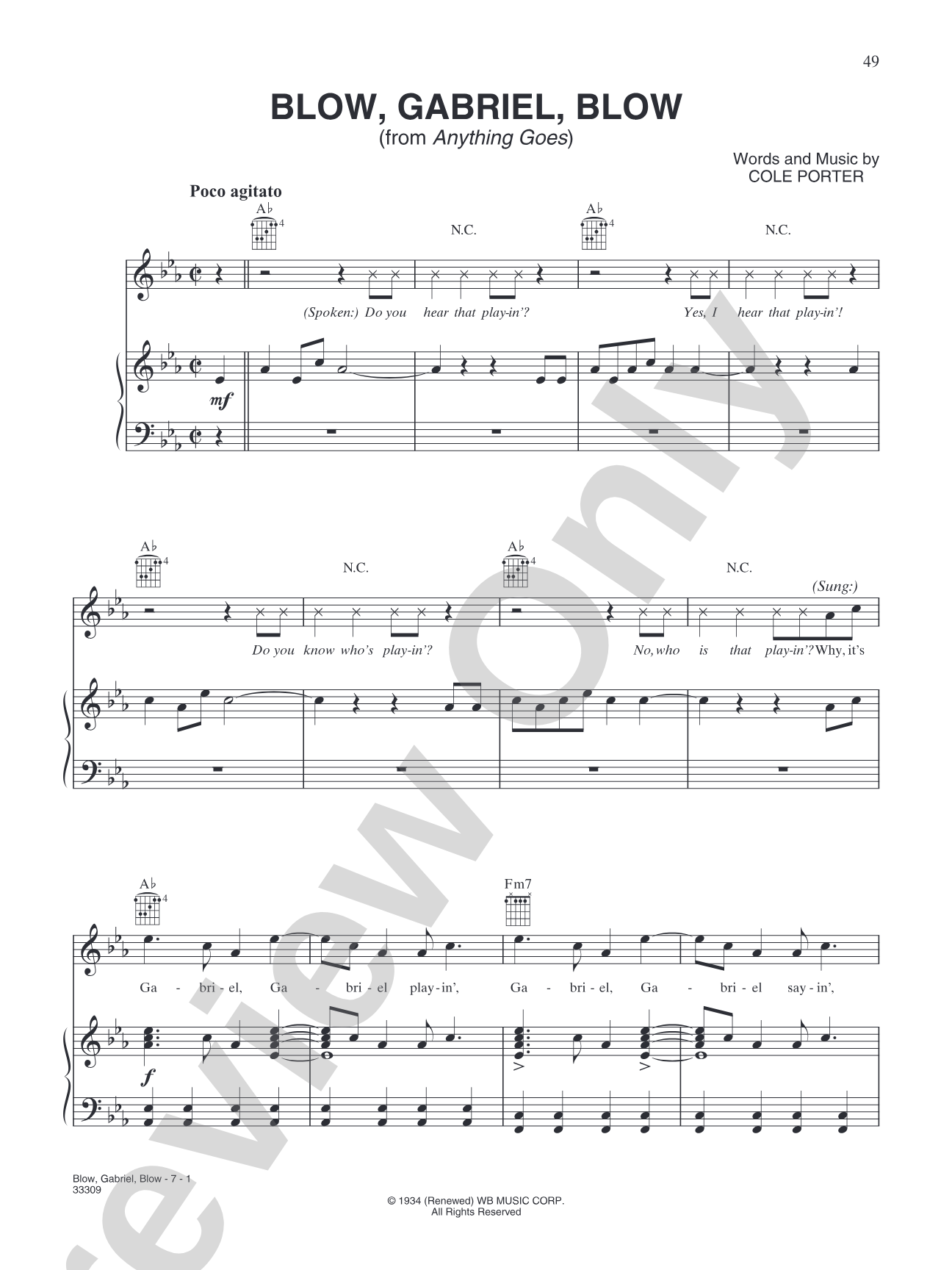 Blow, Gabriel, Blow (from "Anything Goes"): Piano/Vocal/Chords