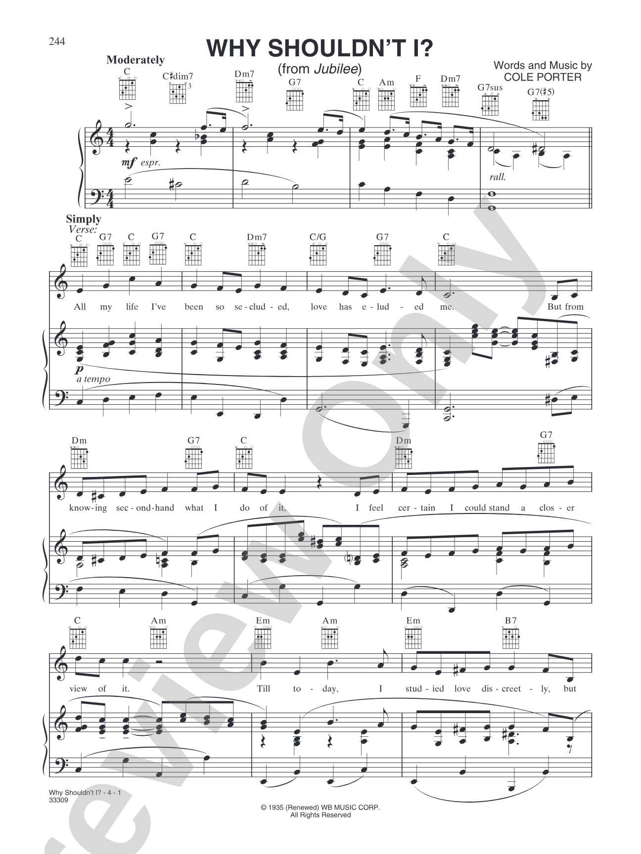 Why Shouldn't I? (from "Jubilee"): Piano/Vocal/Chords