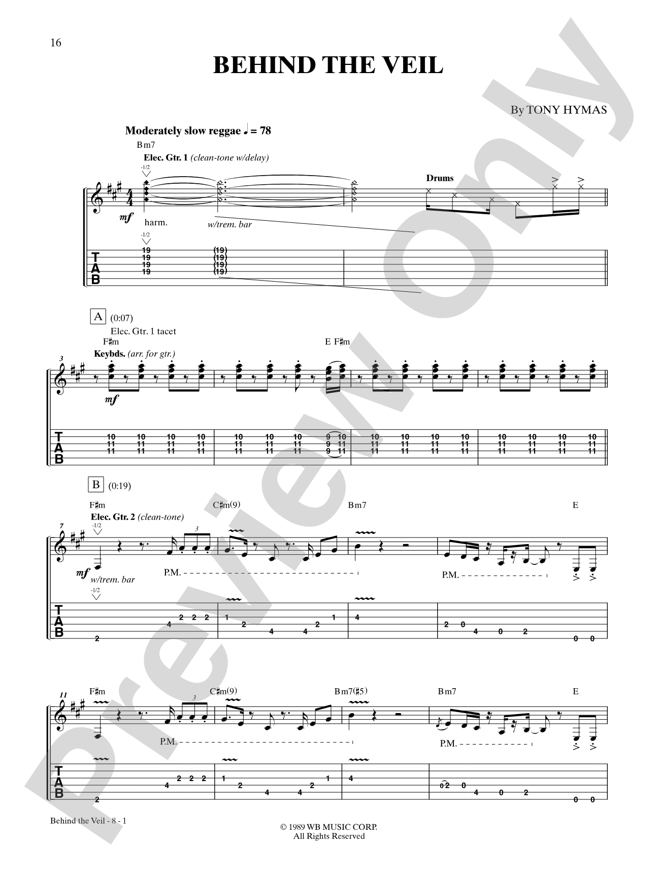 Behind the Veil: Authentic Guitar TAB