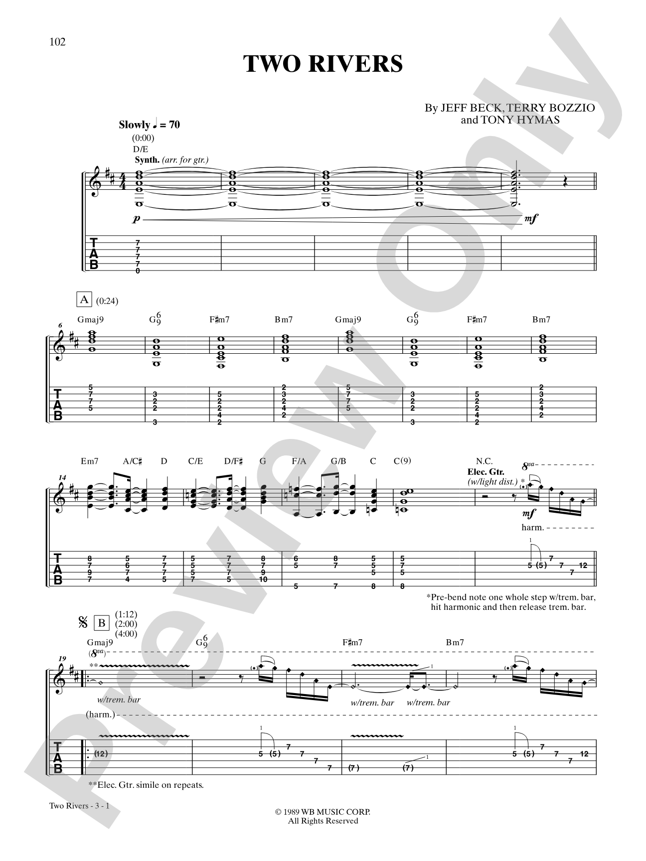Two Rivers: Authentic Guitar TAB