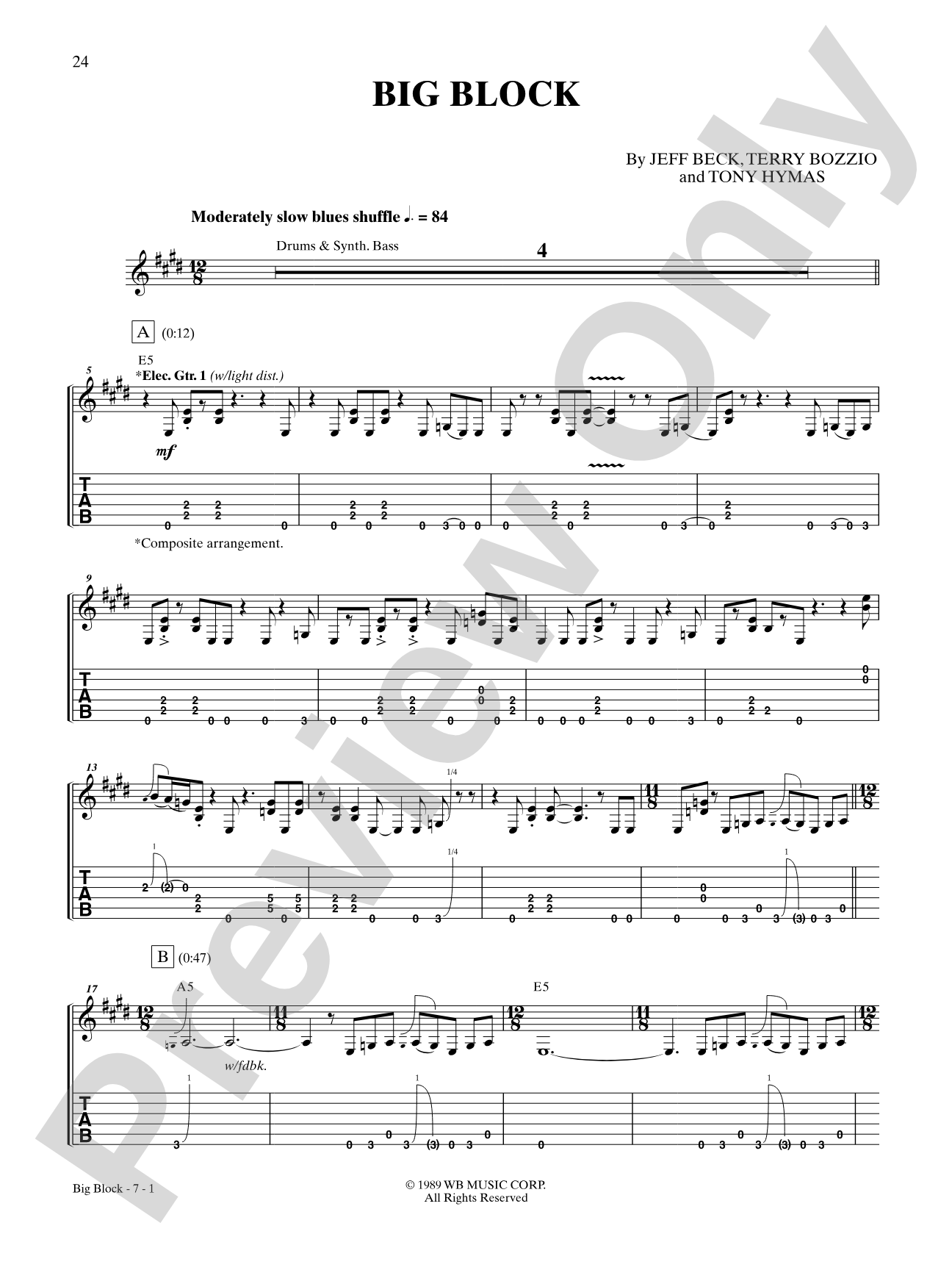 Big Block: Authentic Guitar TAB