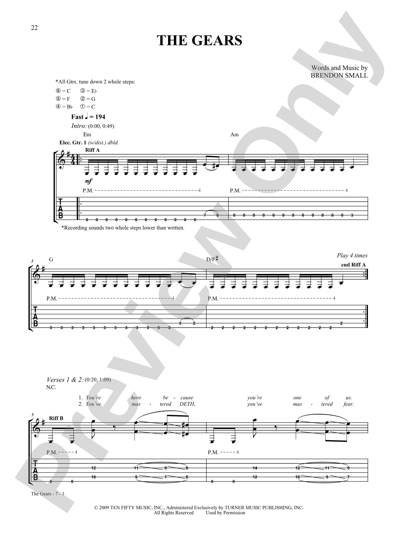 The Gears: Guitar Digital Sheet Music