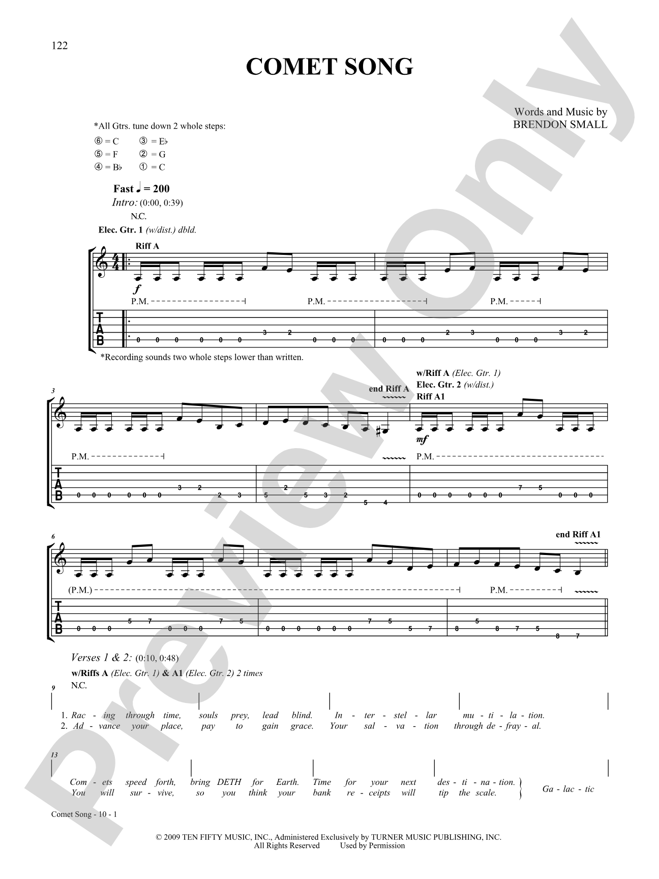 Comet Song: Guitar Digital Sheet Music