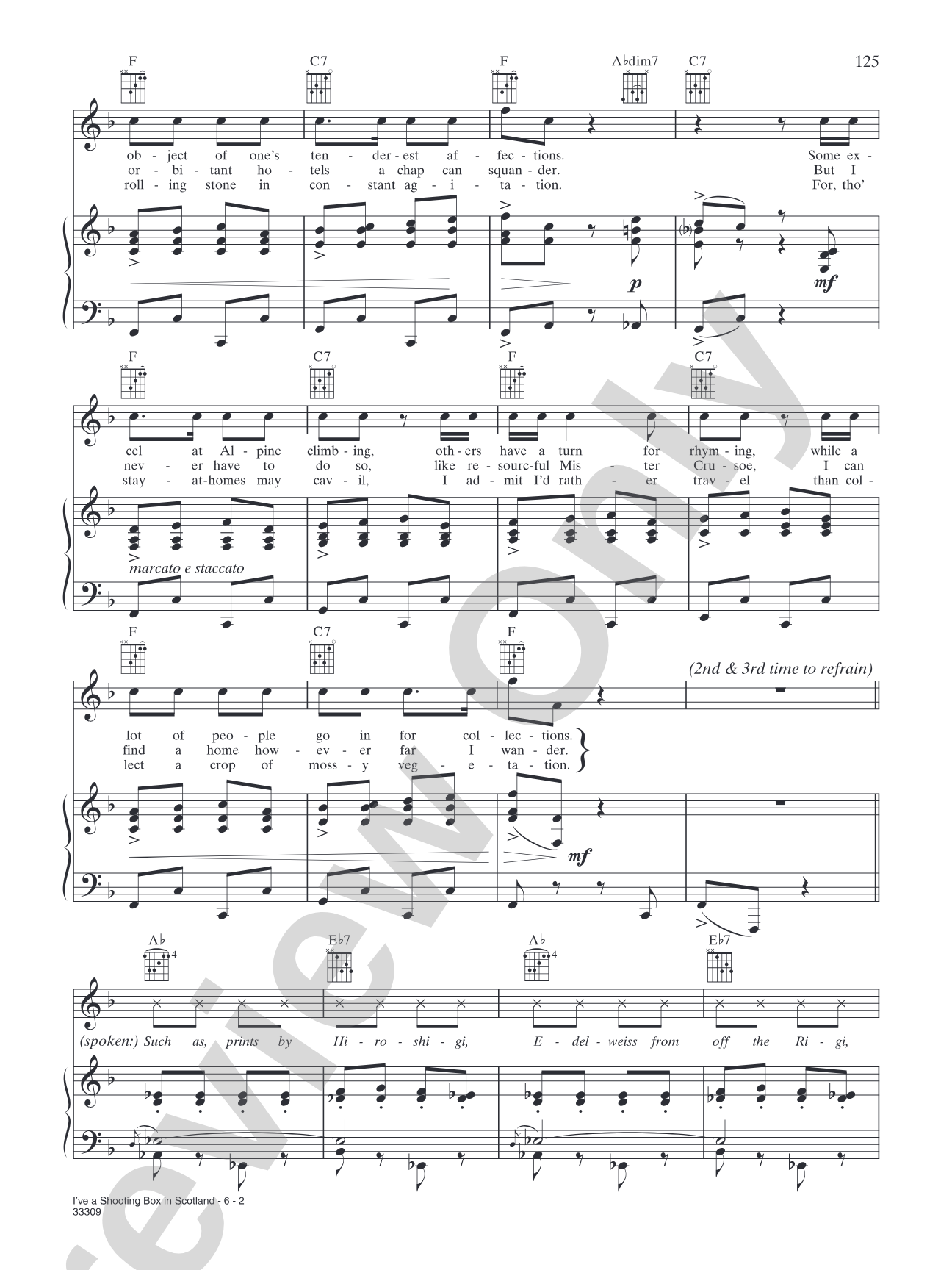 I've a Shooting Box in Scotland (from "See America First"): Piano/Vocal/Chords