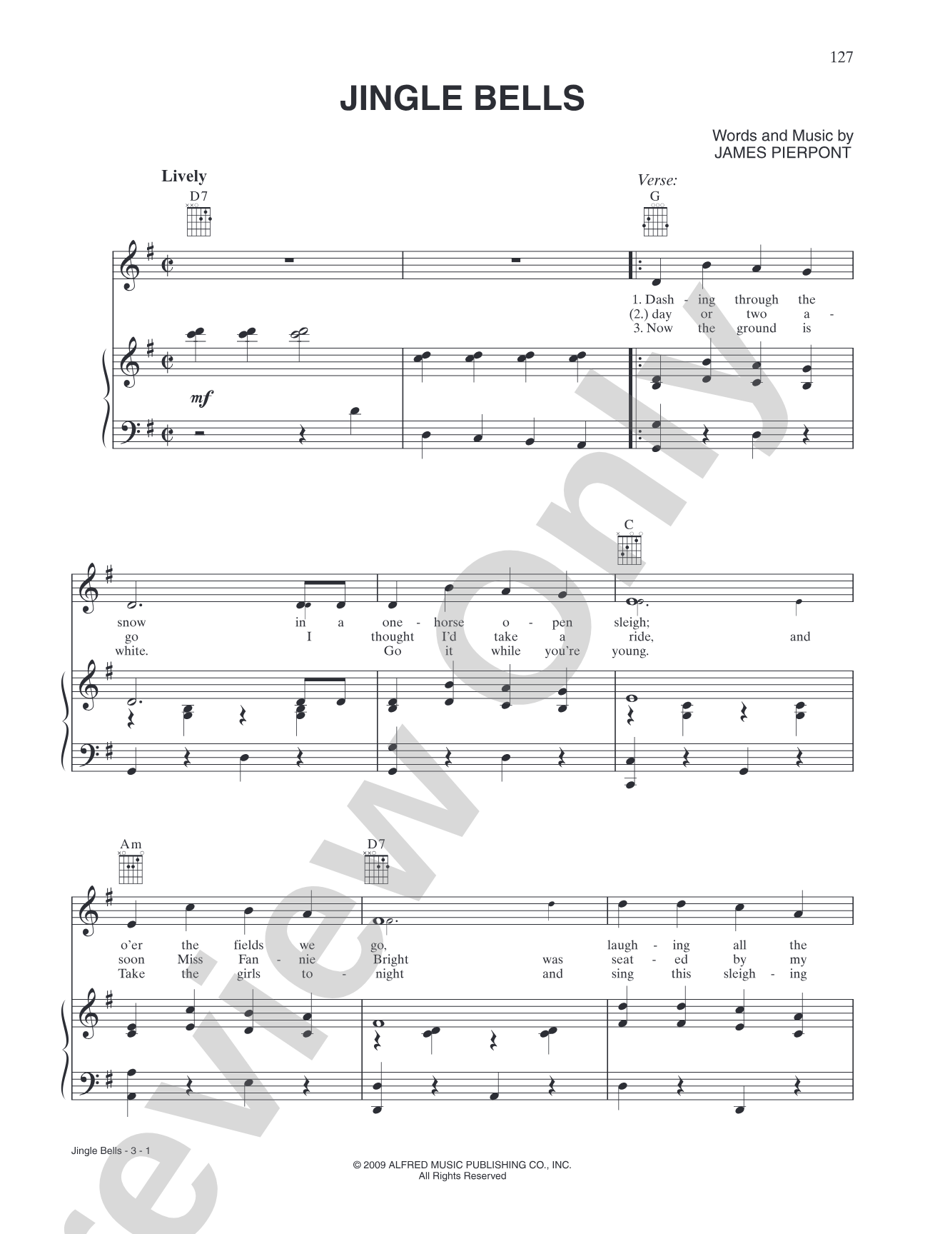 Jingle Bells: Piano/Vocal/Chords