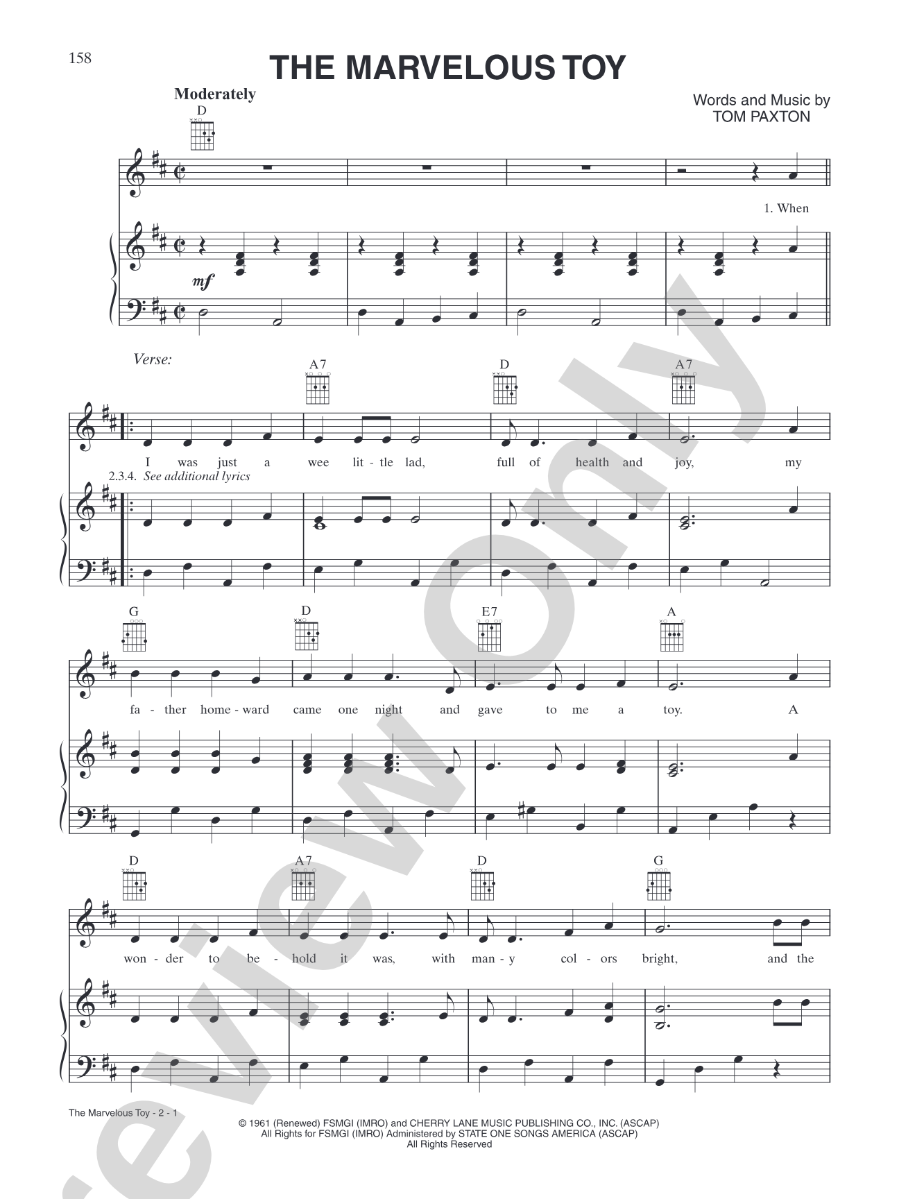 The Marvelous Toy: Piano/Vocal/Chords