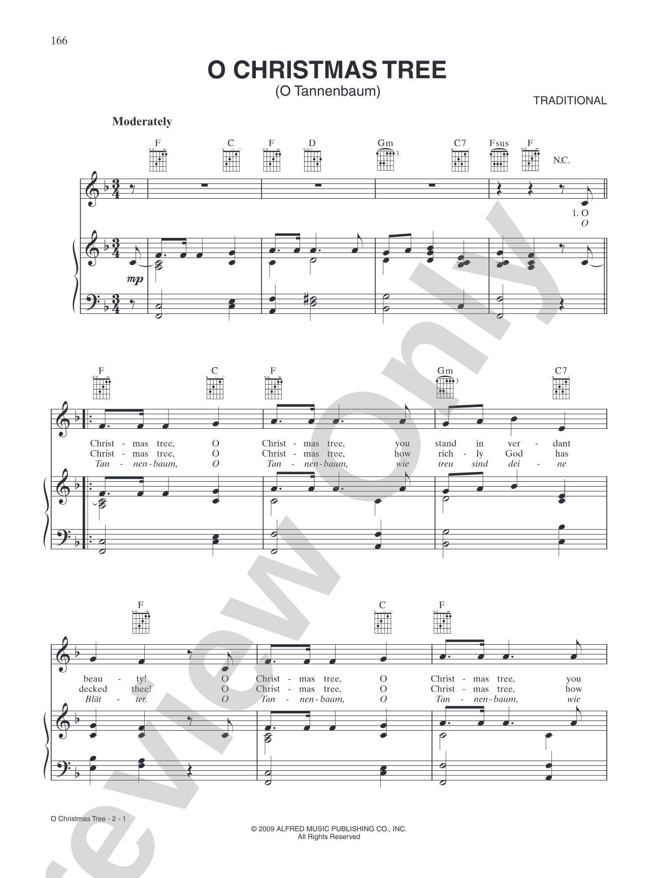 O Christmas Tree (O Tannenbaum): Piano/Vocal/Chords