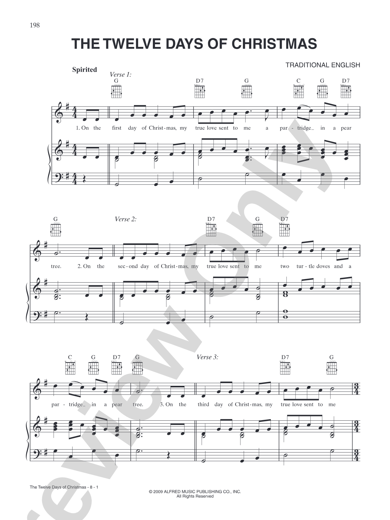 The Twelve Days of Christmas: Piano/Vocal/Chords