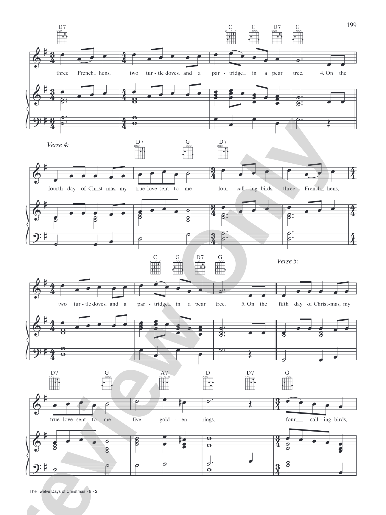 The Twelve Days of Christmas: Piano/Vocal/Chords