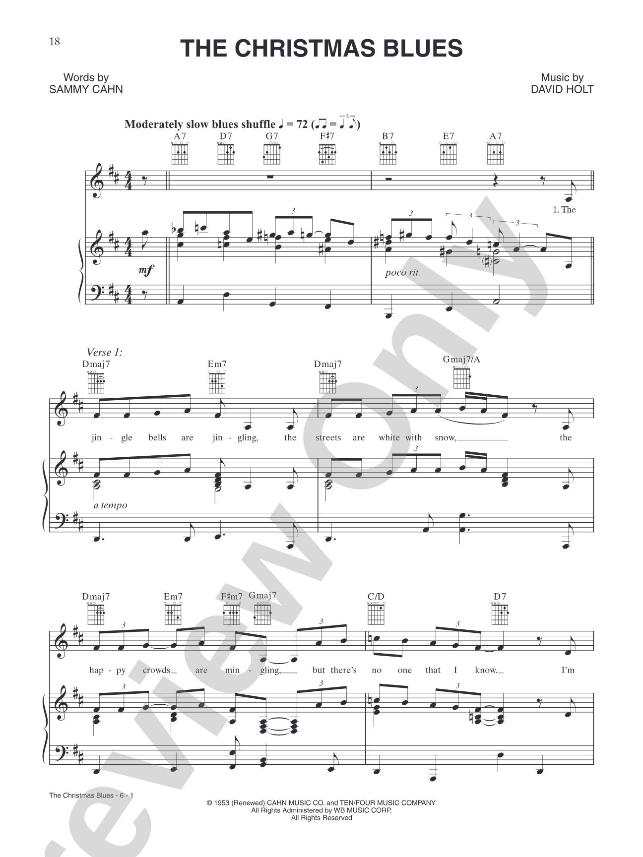 The Christmas Blues: Piano/Vocal/Chords