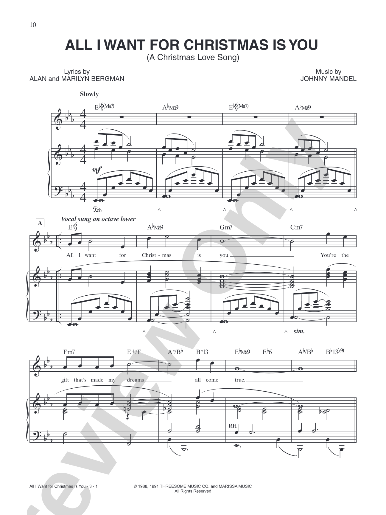 All I Want for Christmas is You (A Christmas Love Song): Piano/Vocal/Chords