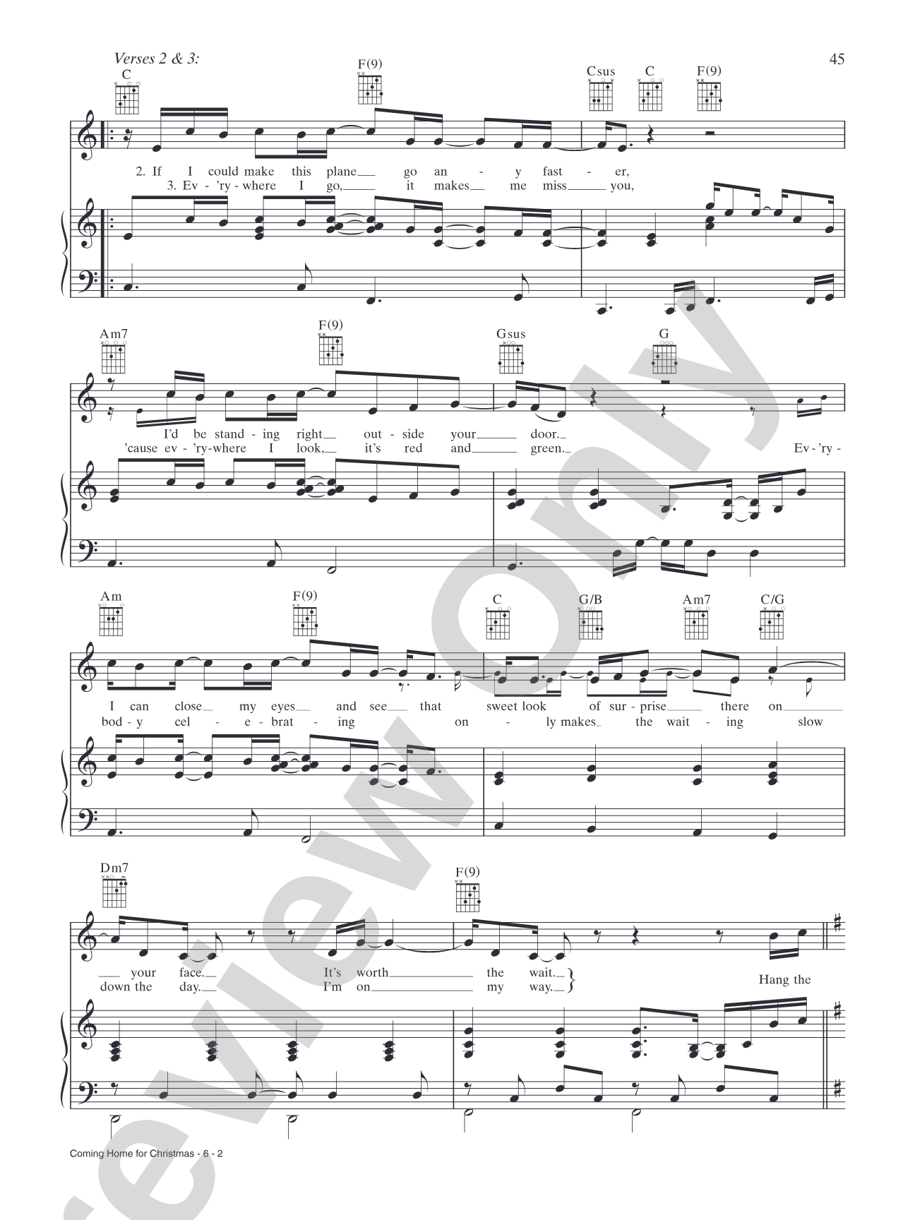 Coming Home for Christmas: Piano/Vocal/Chords