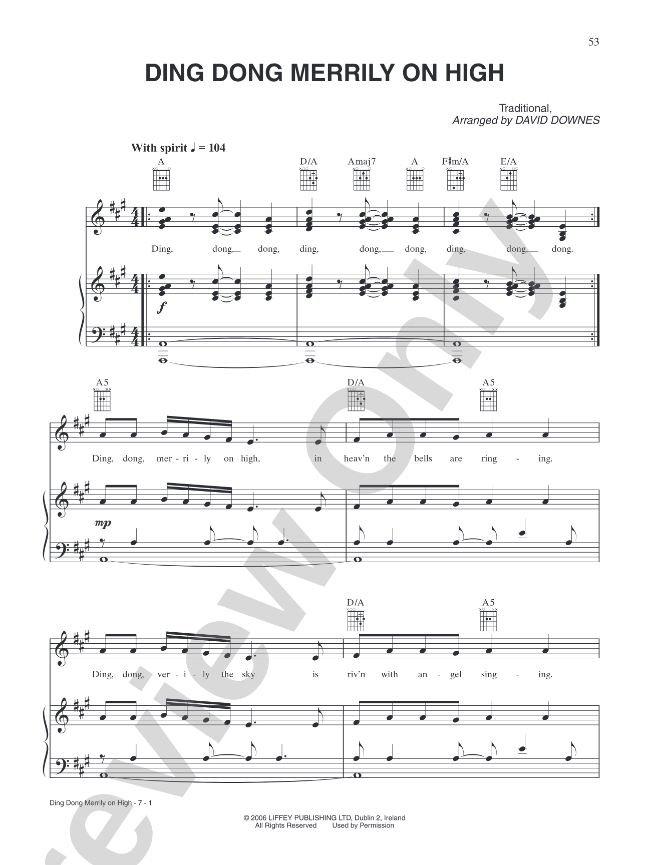 Ding Dong Merrily on High: Piano/Vocal/Chords