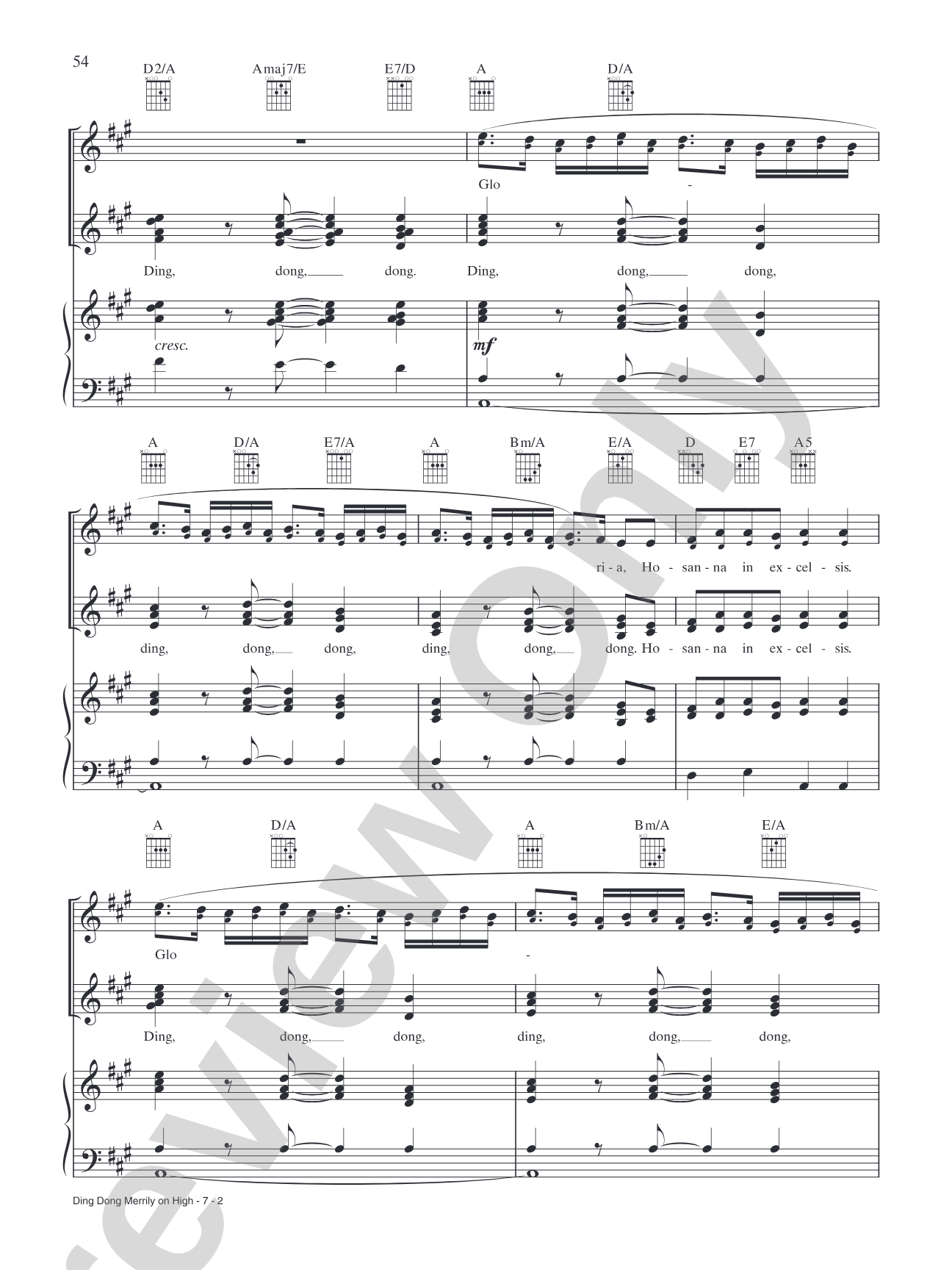 Ding Dong Merrily on High: Piano/Vocal/Chords