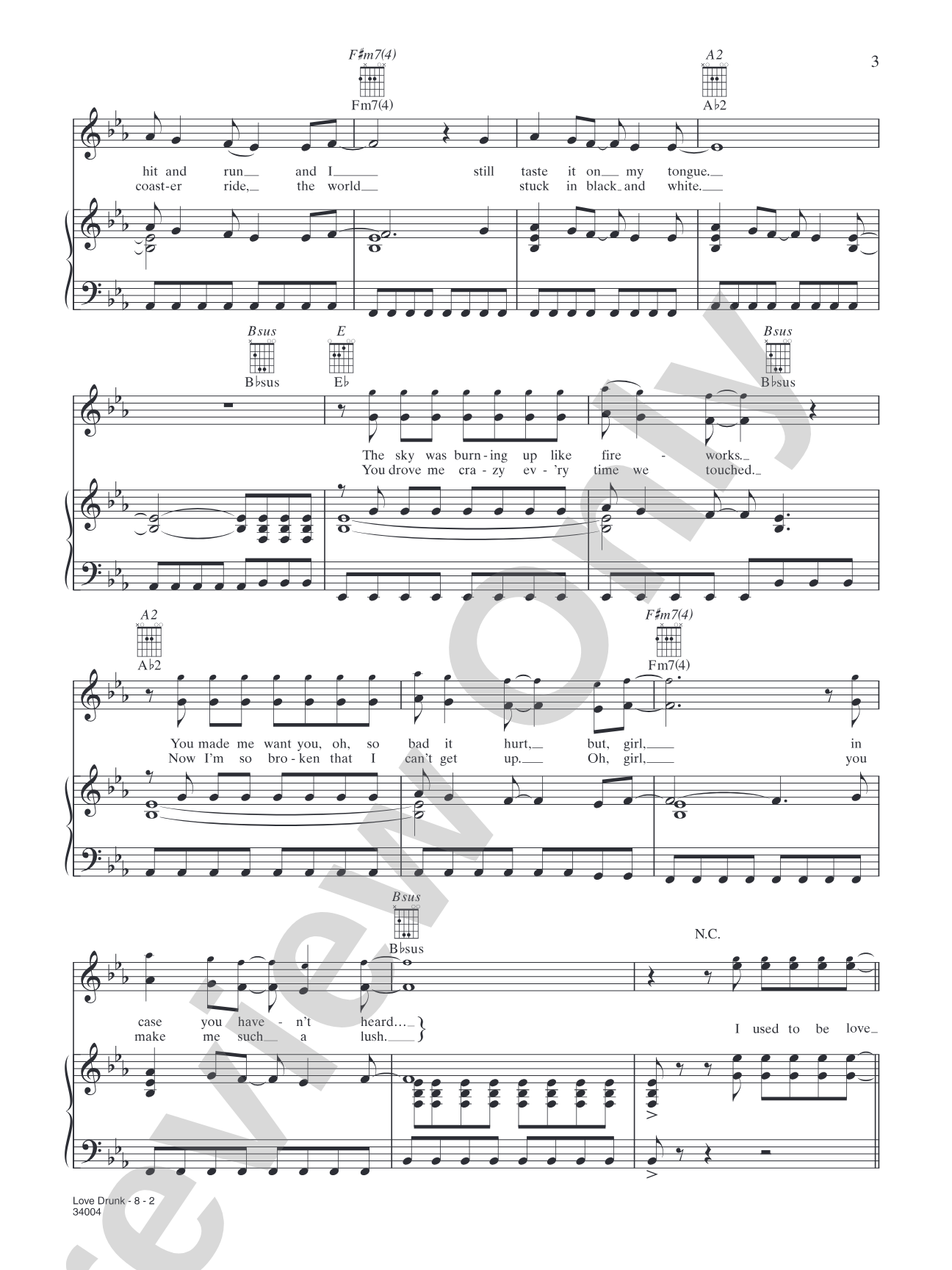 Love Drunk: Piano/Vocal/Chords