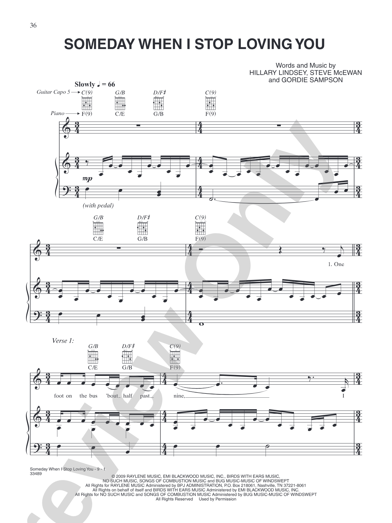 Someday When I Stop Loving You: Piano/Vocal/Chords