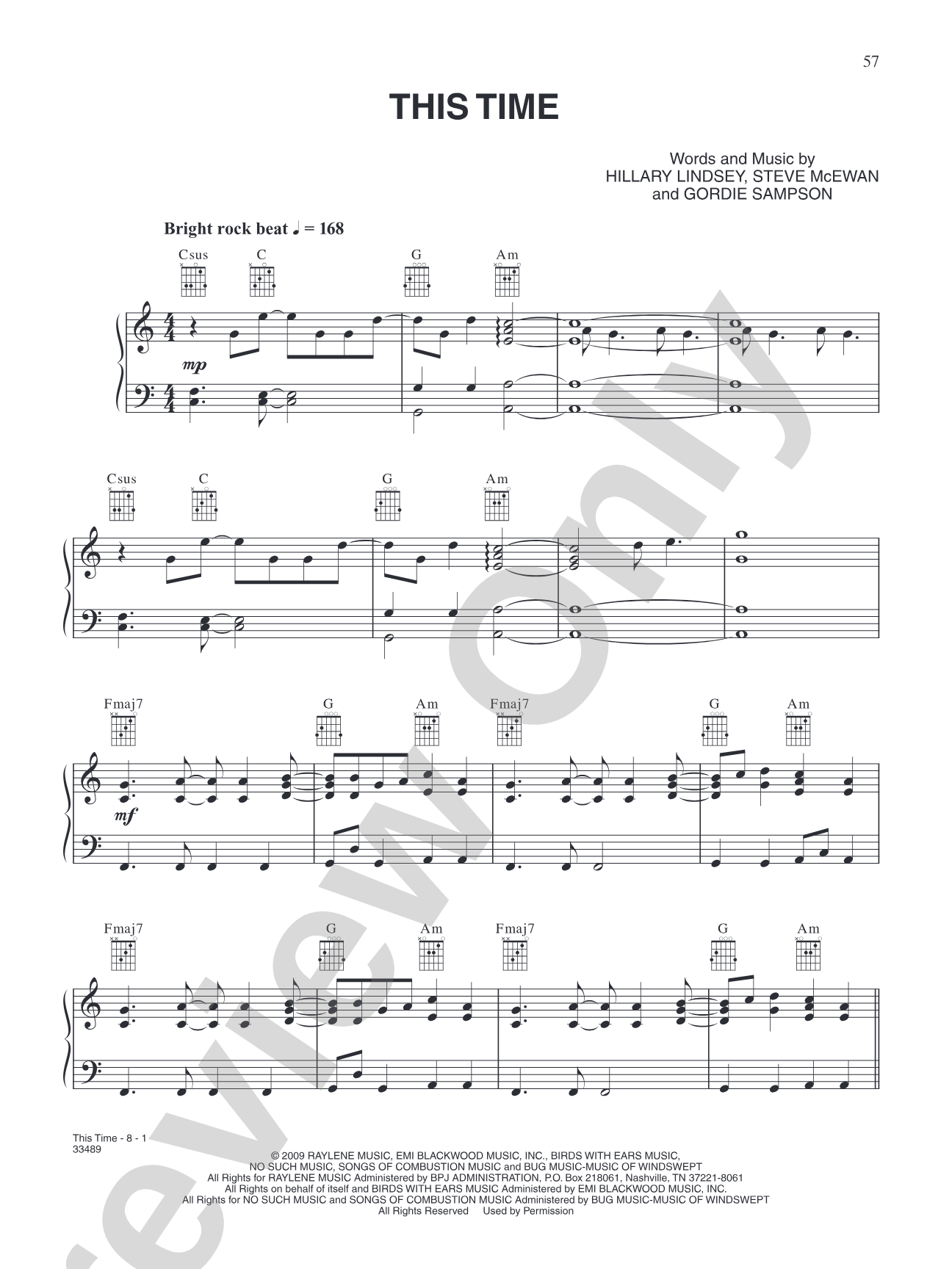 This Time: Piano/Vocal/Chords