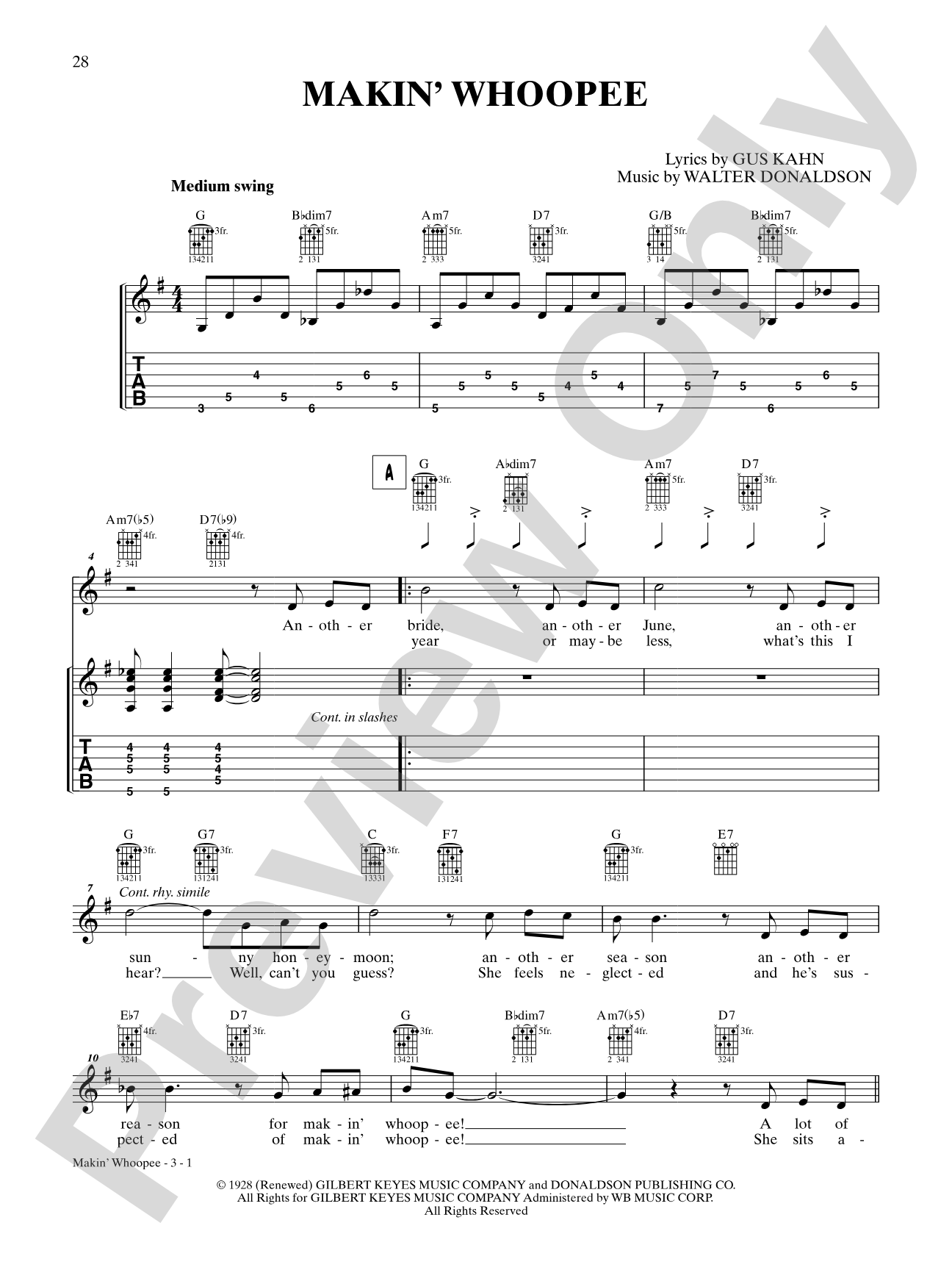 Makin' Whoopee: Interm./Easy Guitar TAB