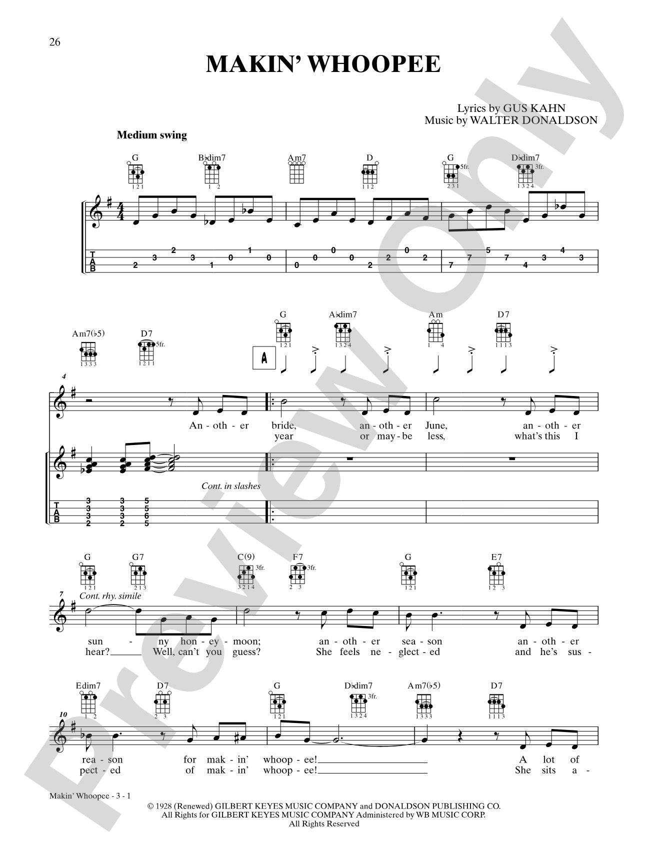 Makin' Whoopee: Ukulele TAB