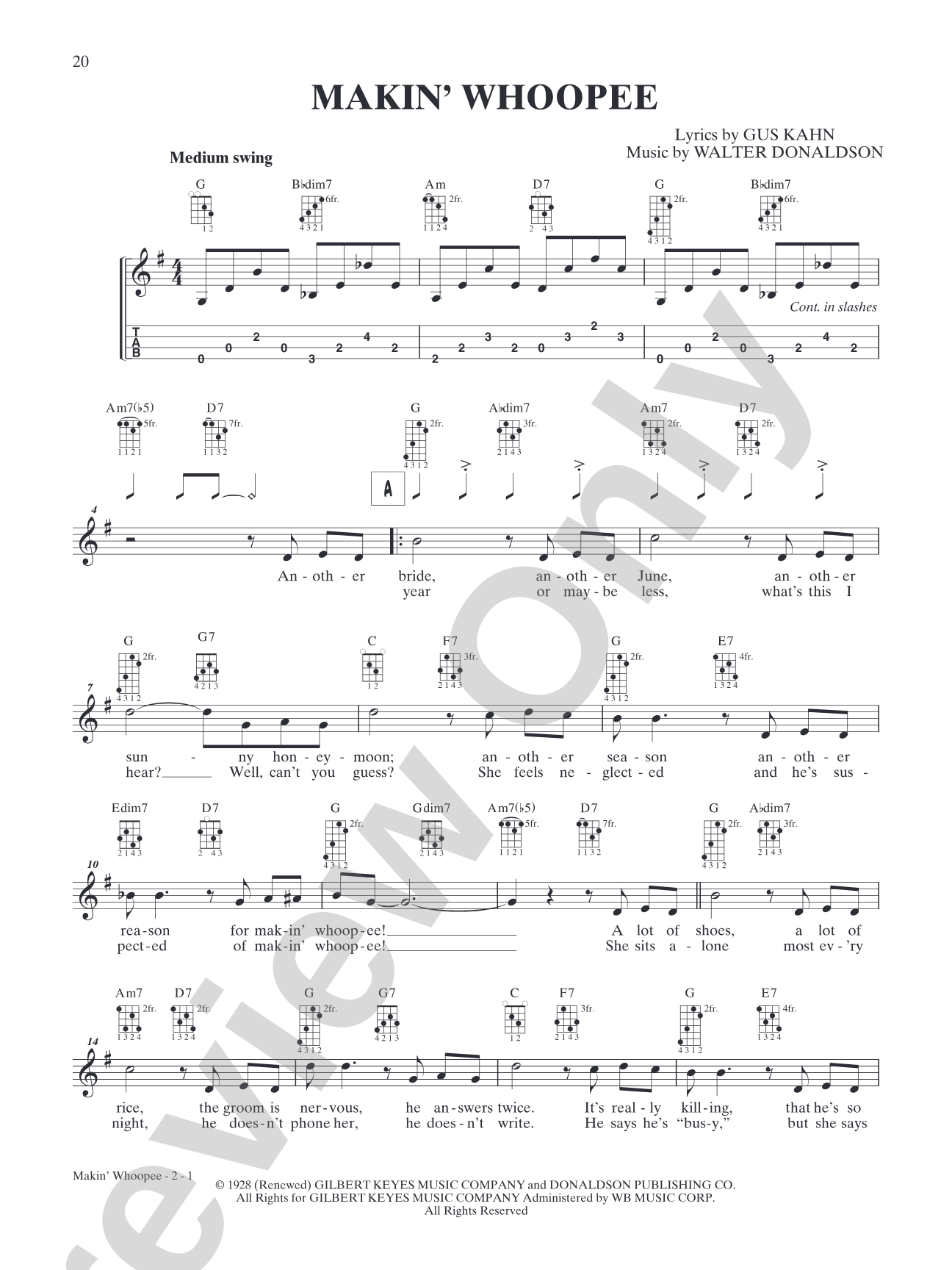 Makin' Whoopee: Mandolin TAB
