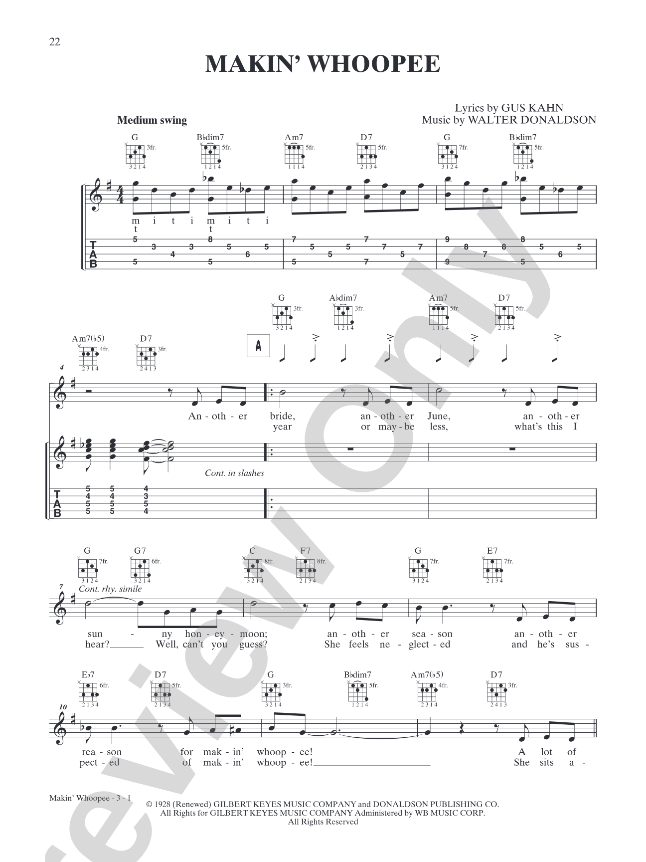 Makin' Whoopee: Banjo TAB