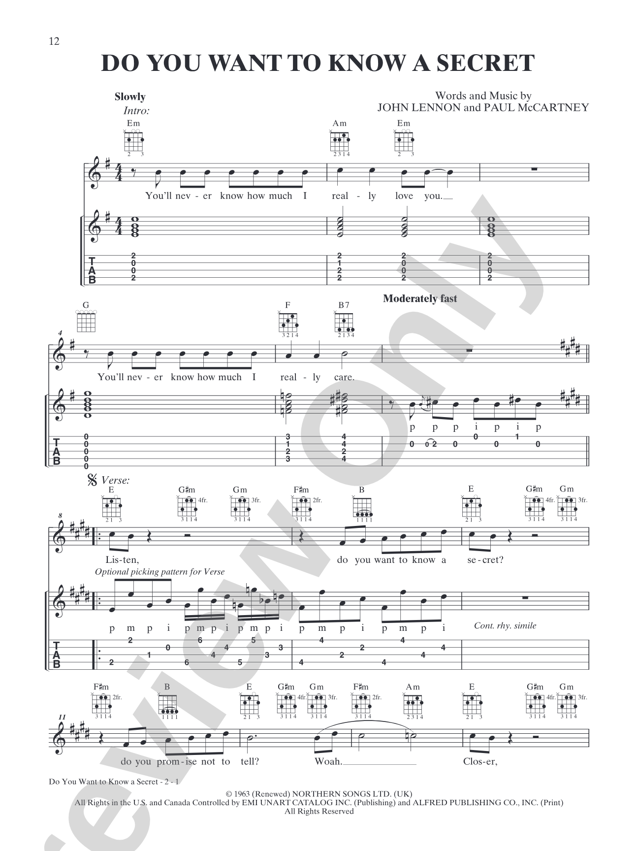 Do You Want to Know a Secret: Banjo TAB