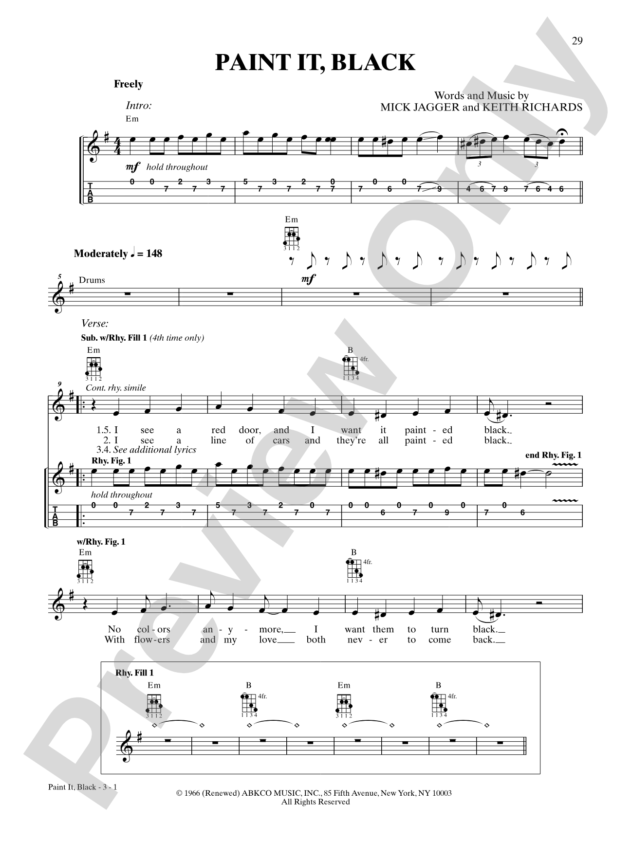 Paint It, Black: Mandolin TAB