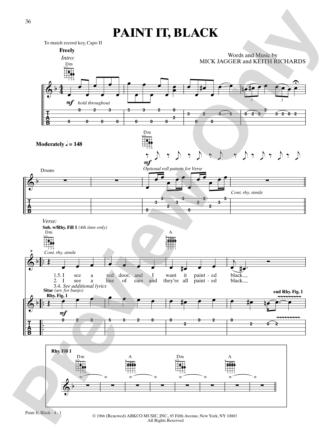 Paint It, Black: Banjo TAB
