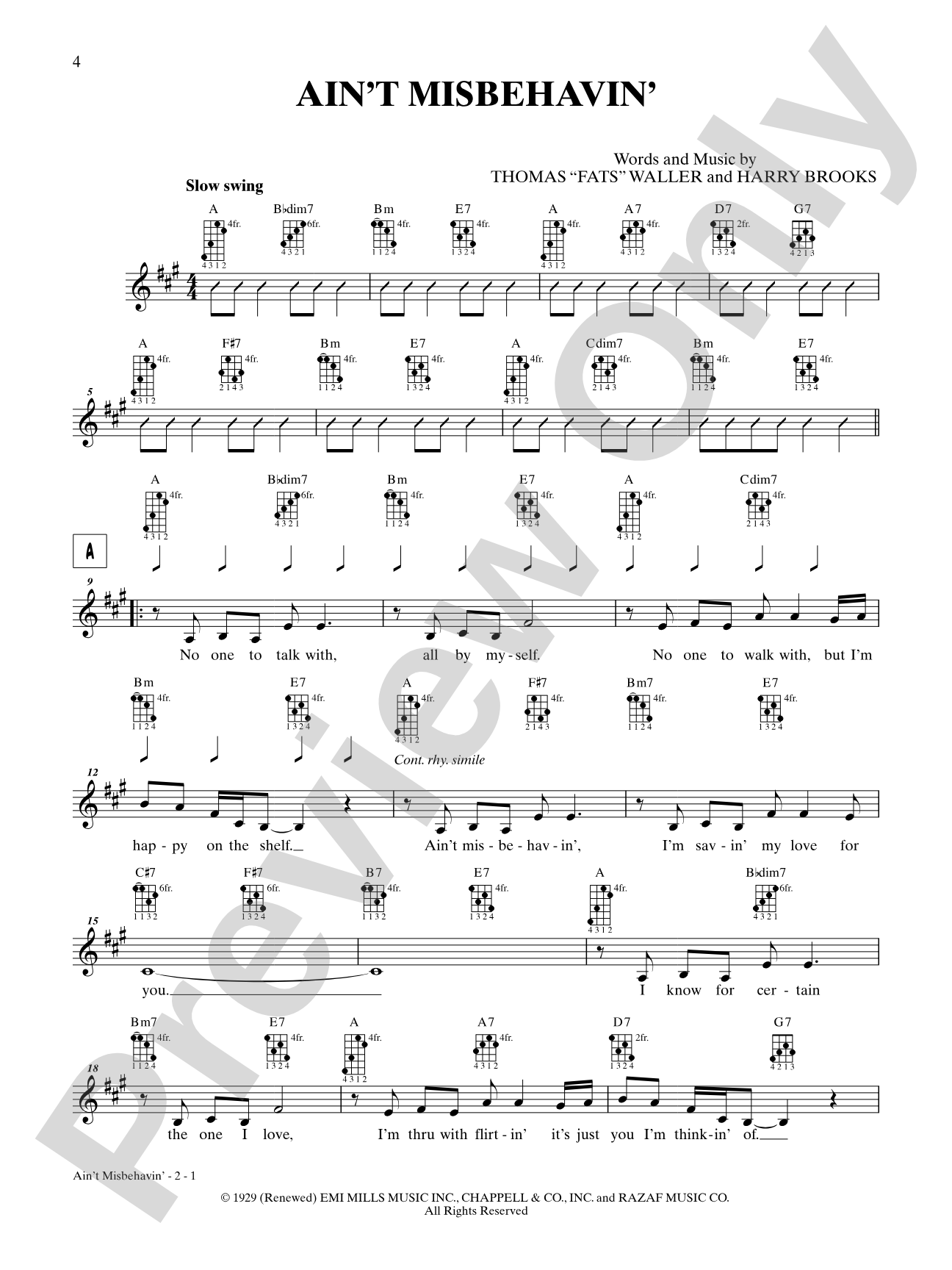 Ain't Misbehavin': Mandolin TAB