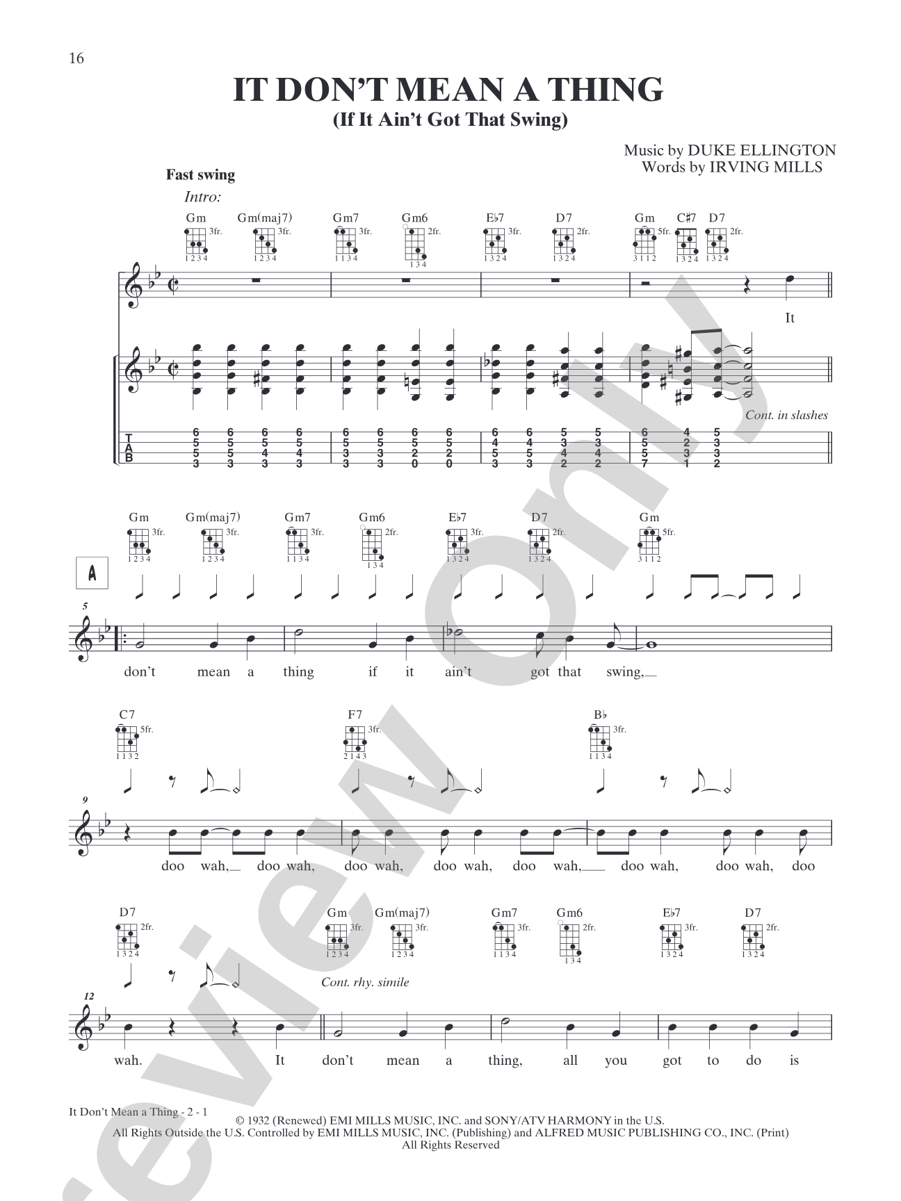 It Don't Mean a Thing: Mandolin TAB