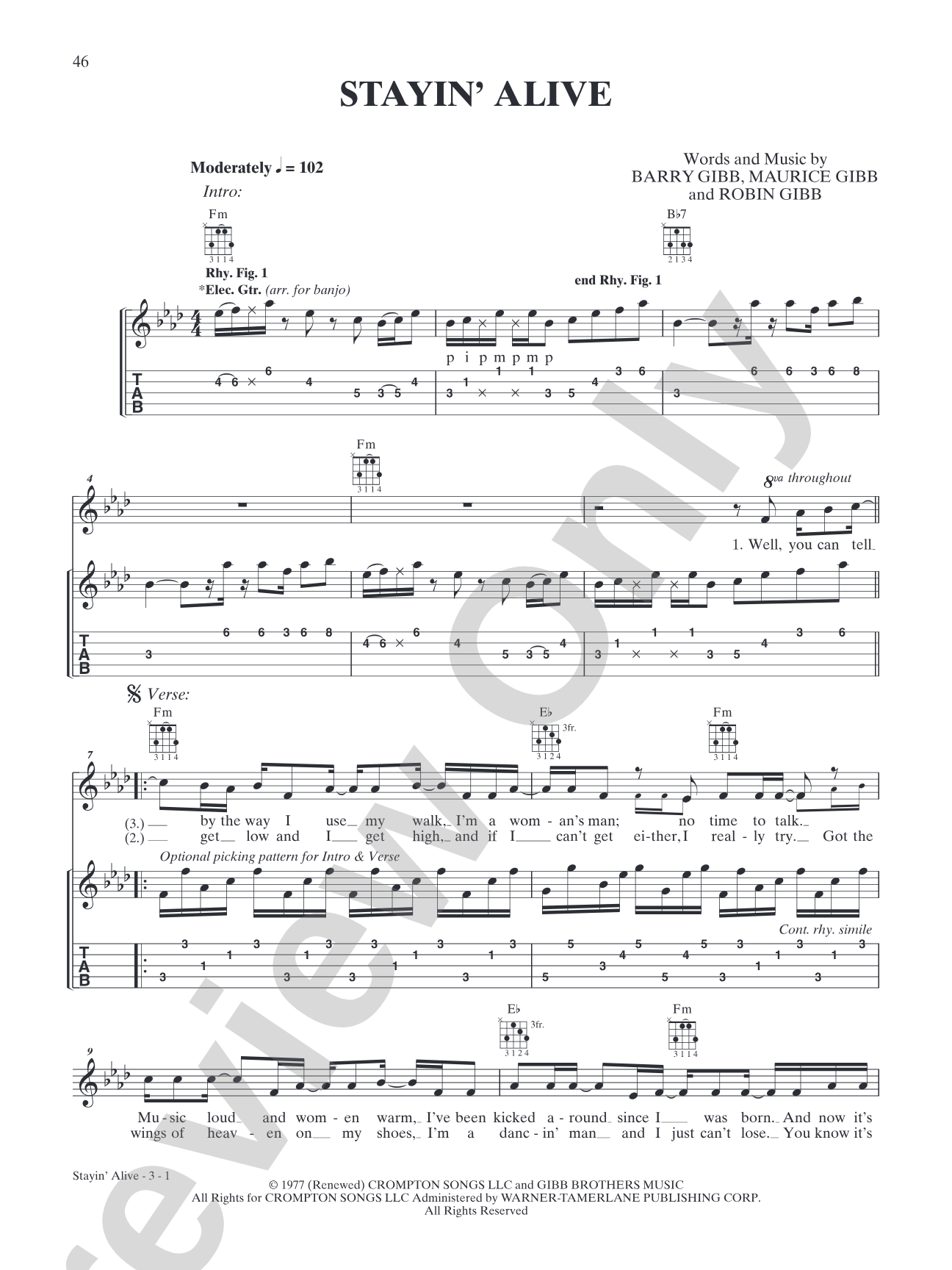 Stayin’ Alive: Banjo TAB