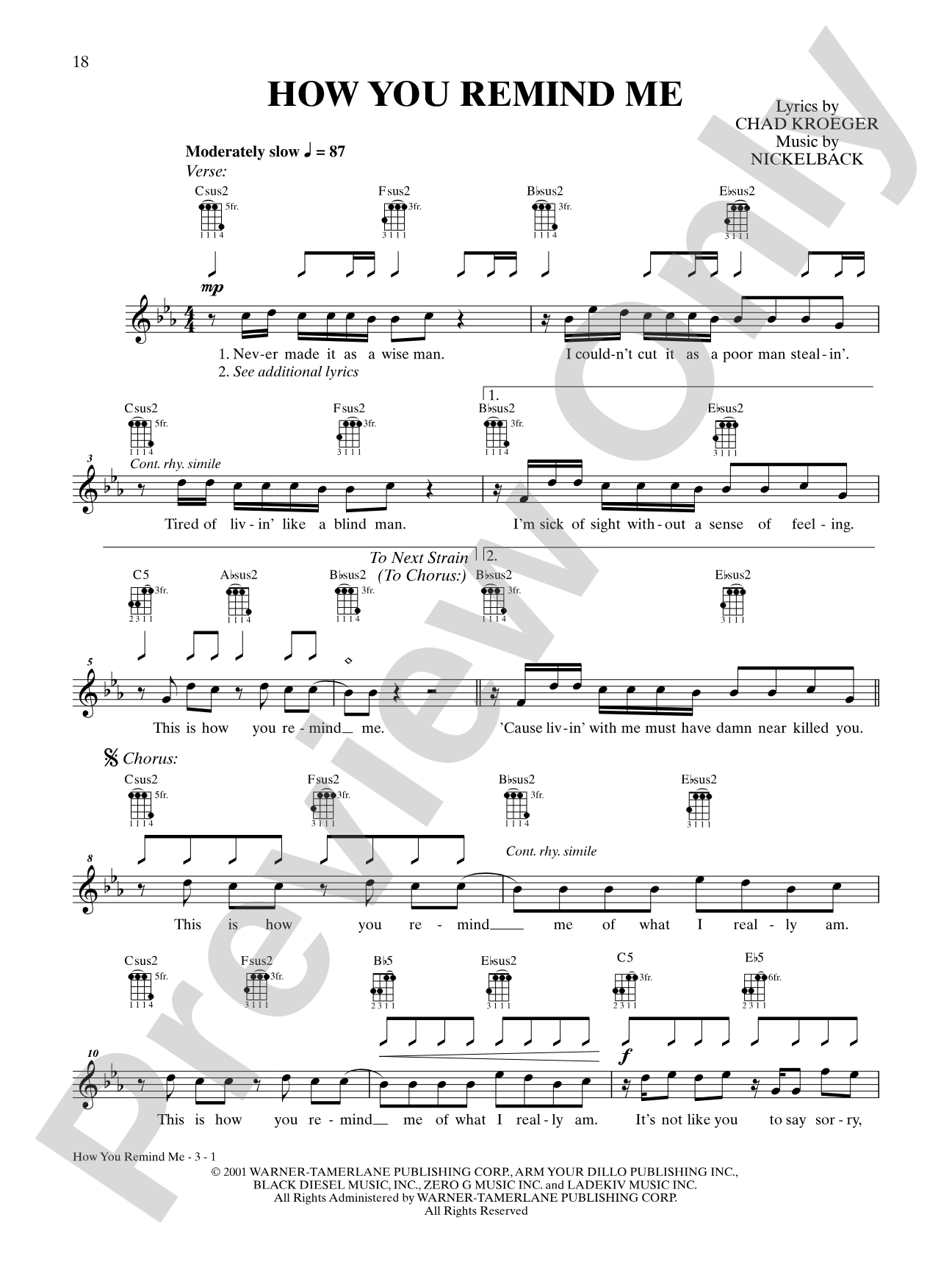 How You Remind Me: Mandolin TAB