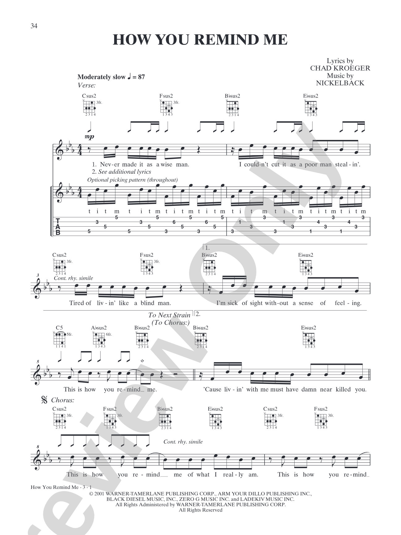 How You Remind Me: Banjo TAB