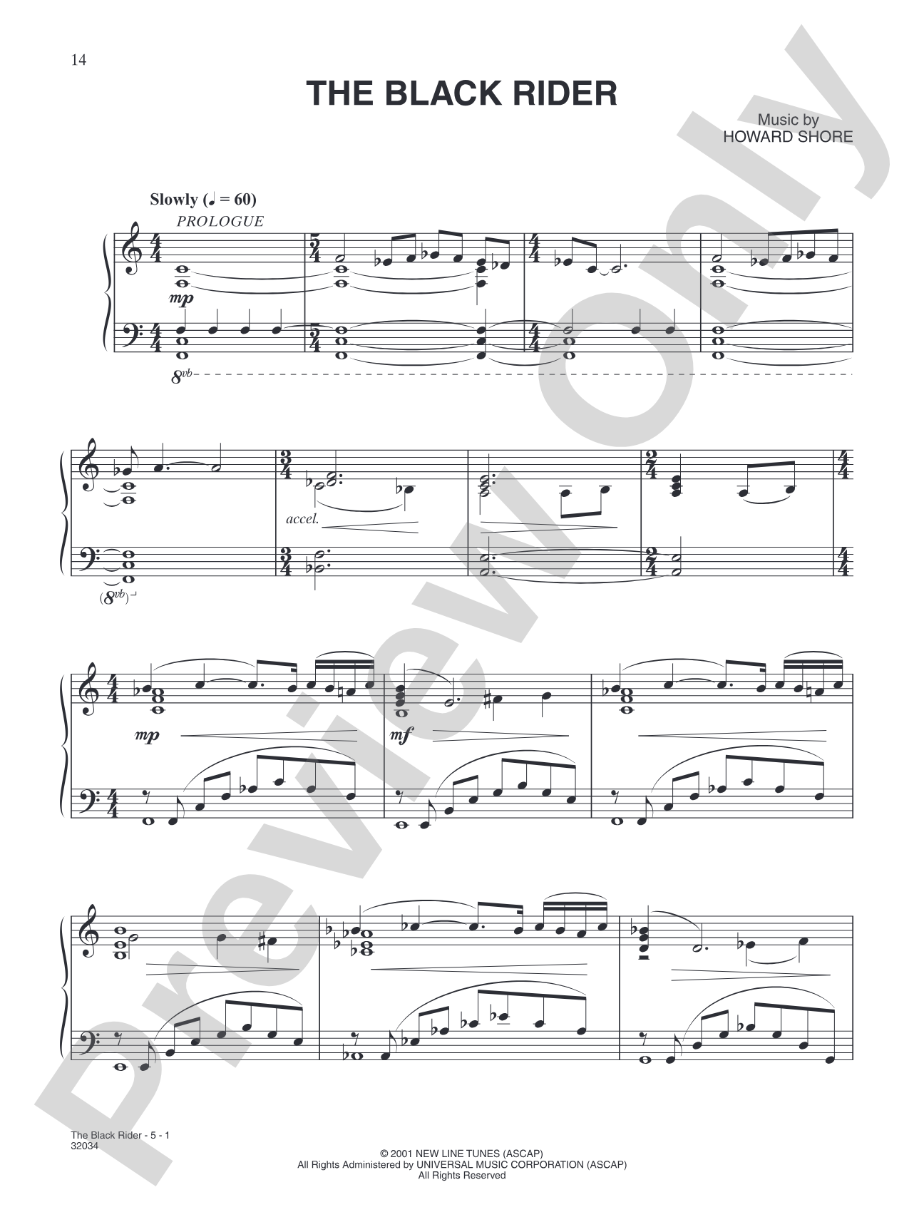 The Black Rider: Piano