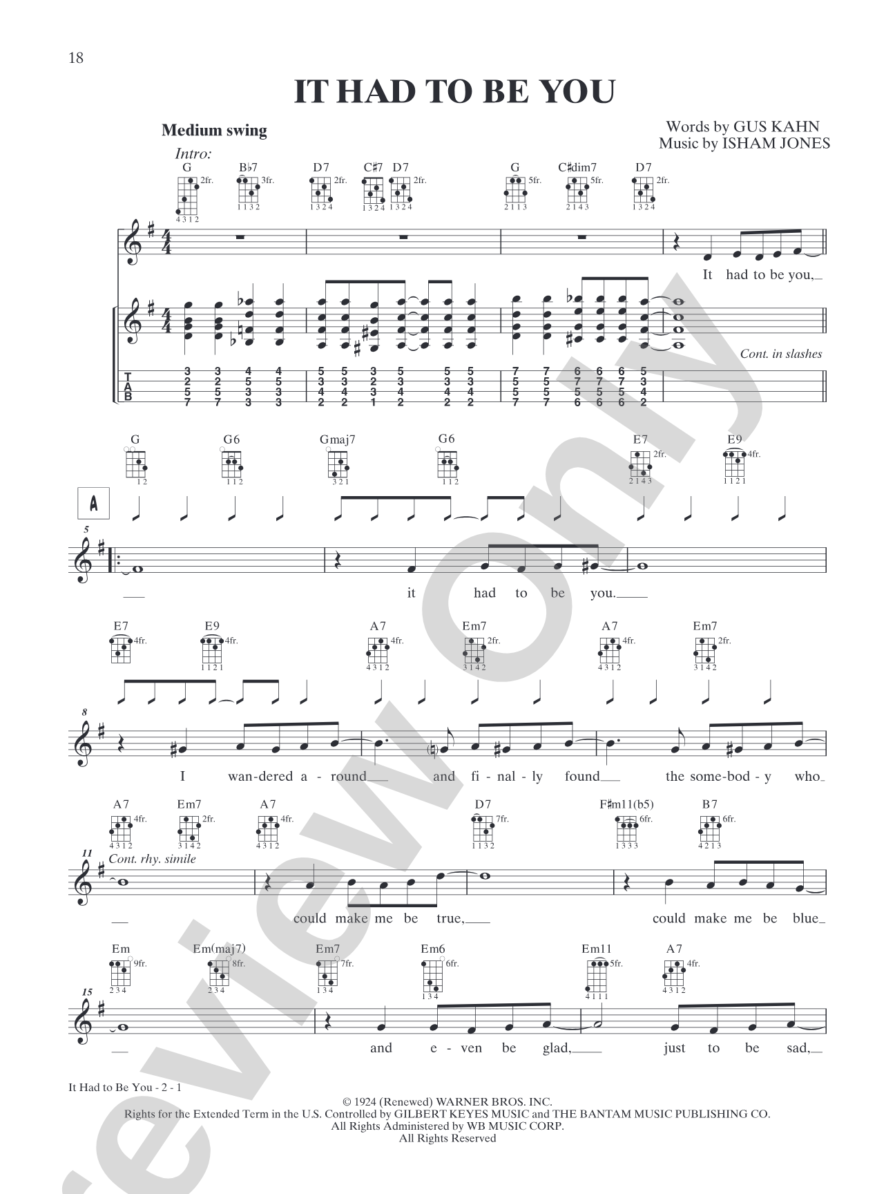 It Had to Be You: Mandolin TAB